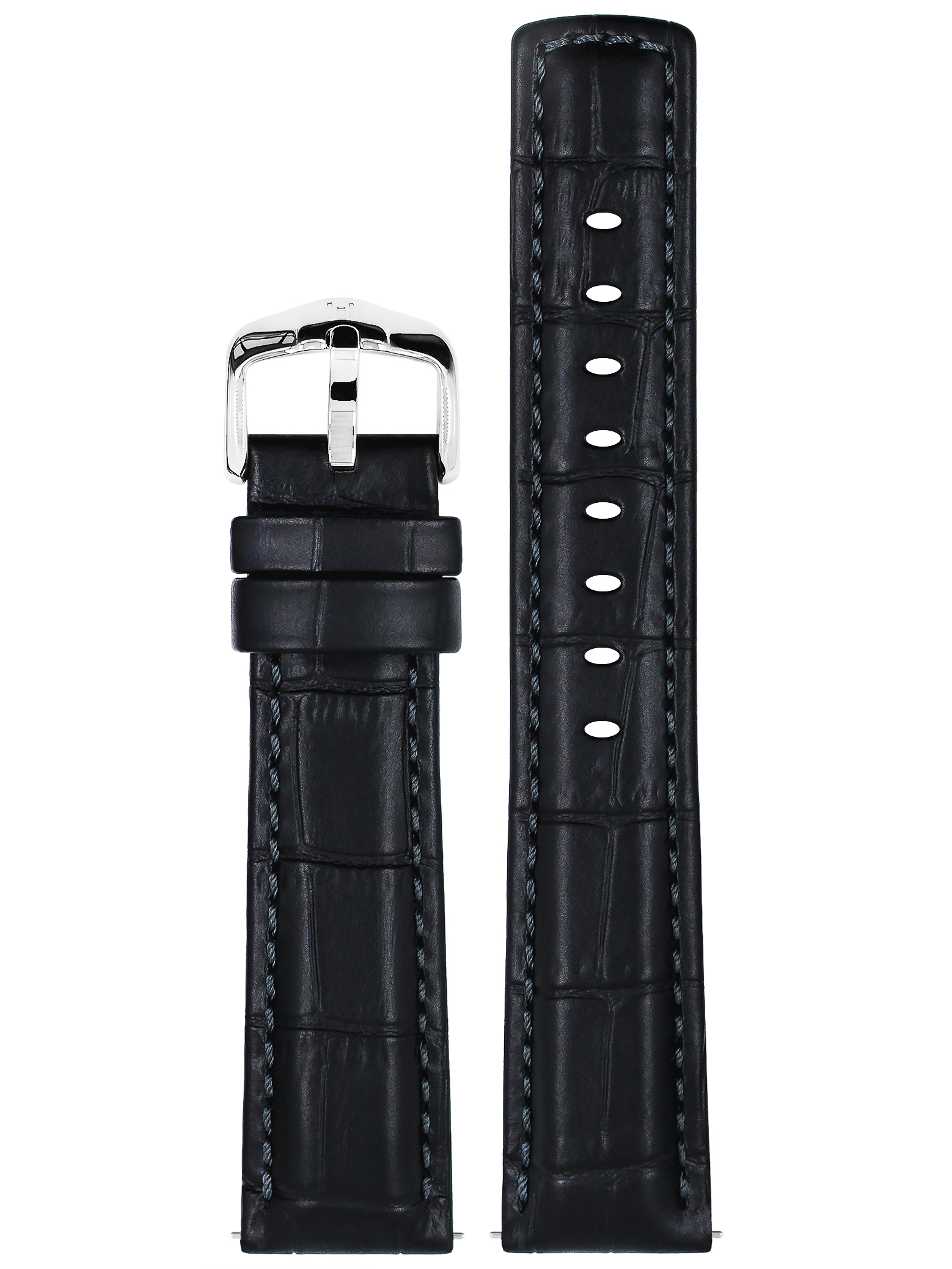 Schwarze Leder-Armbänder. Silberne Schnalle.