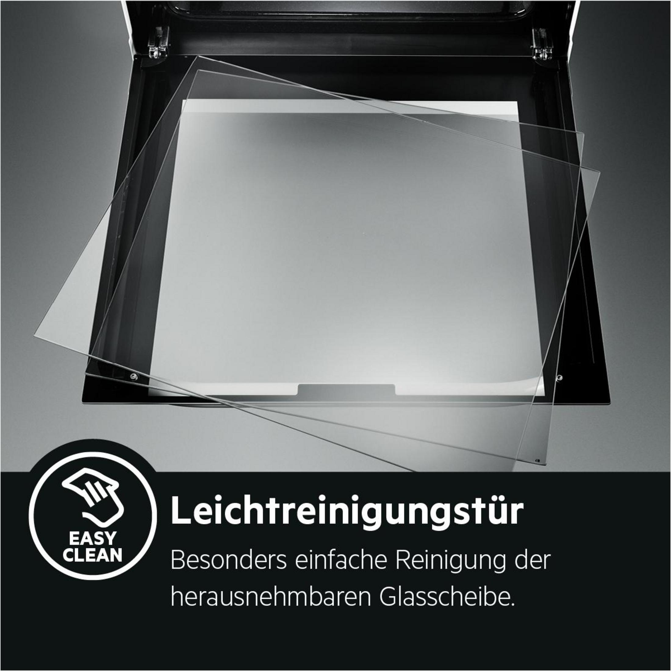 Backofen mit Glasscheiben und dem Label 'Easy Clean', was auf einfache Reinigung hinweist.