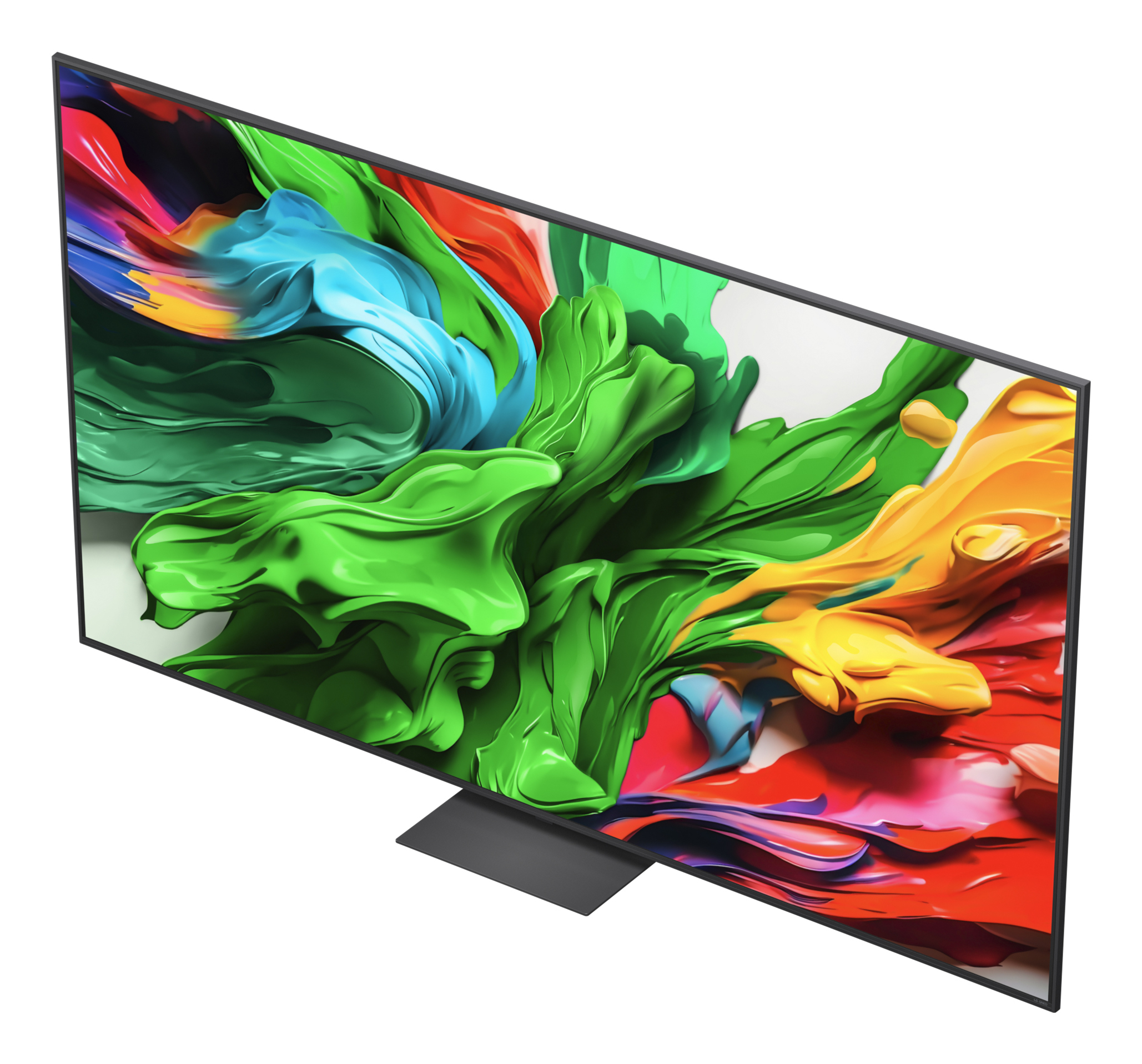 Vista dall'alto di uno schermo TV. Arte astratta in vari colori.