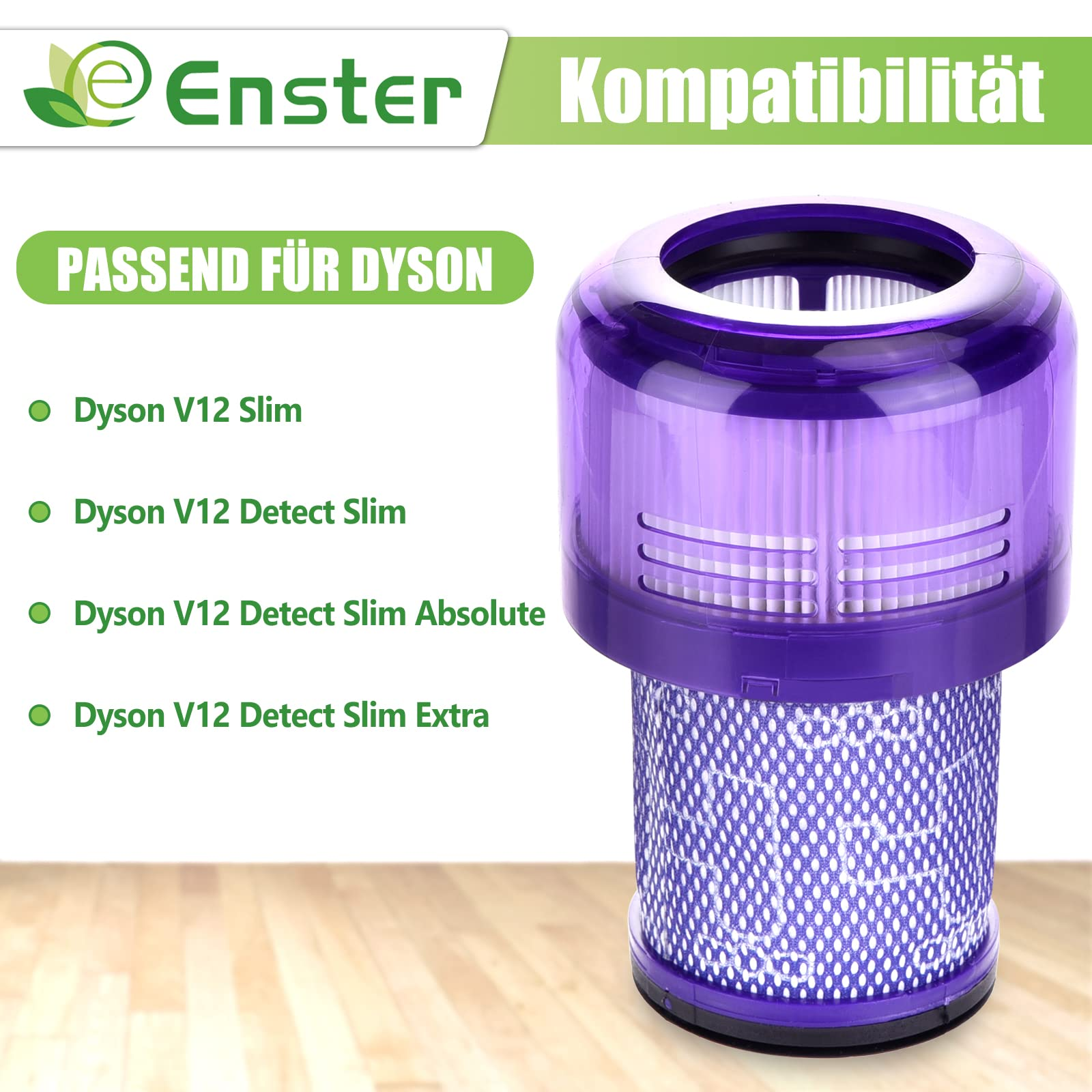 Lila Dyson-Staubsaugerfilter und kompatible Modelle: V12 Slim, Detect Slim, Detect Slim Absolute, Extra.