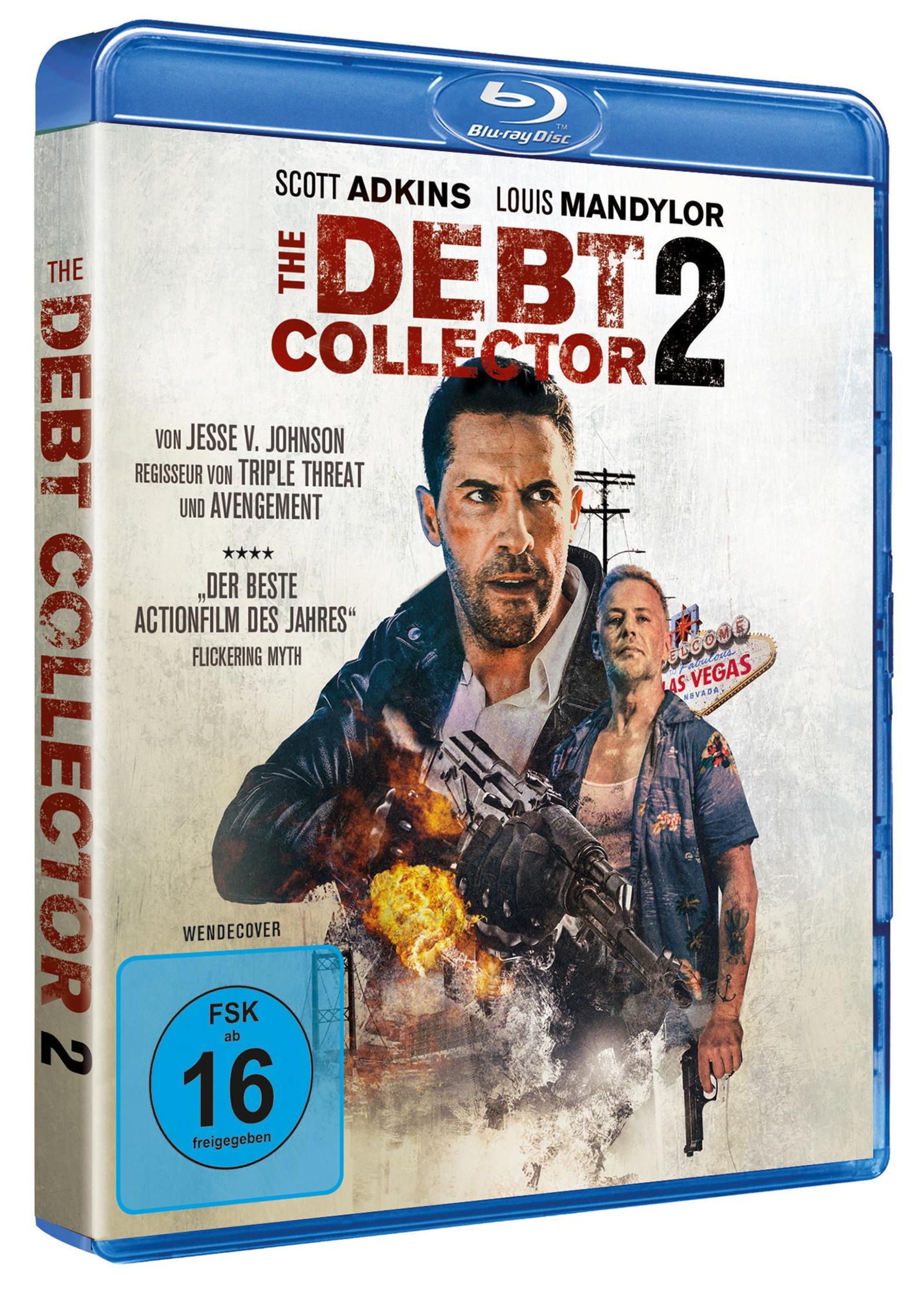 Blu-ray-Cover für 'The Debt Collector 2'. Enthält den Filmtitel, Schauspieler und eine Szene mit einer Waffe.