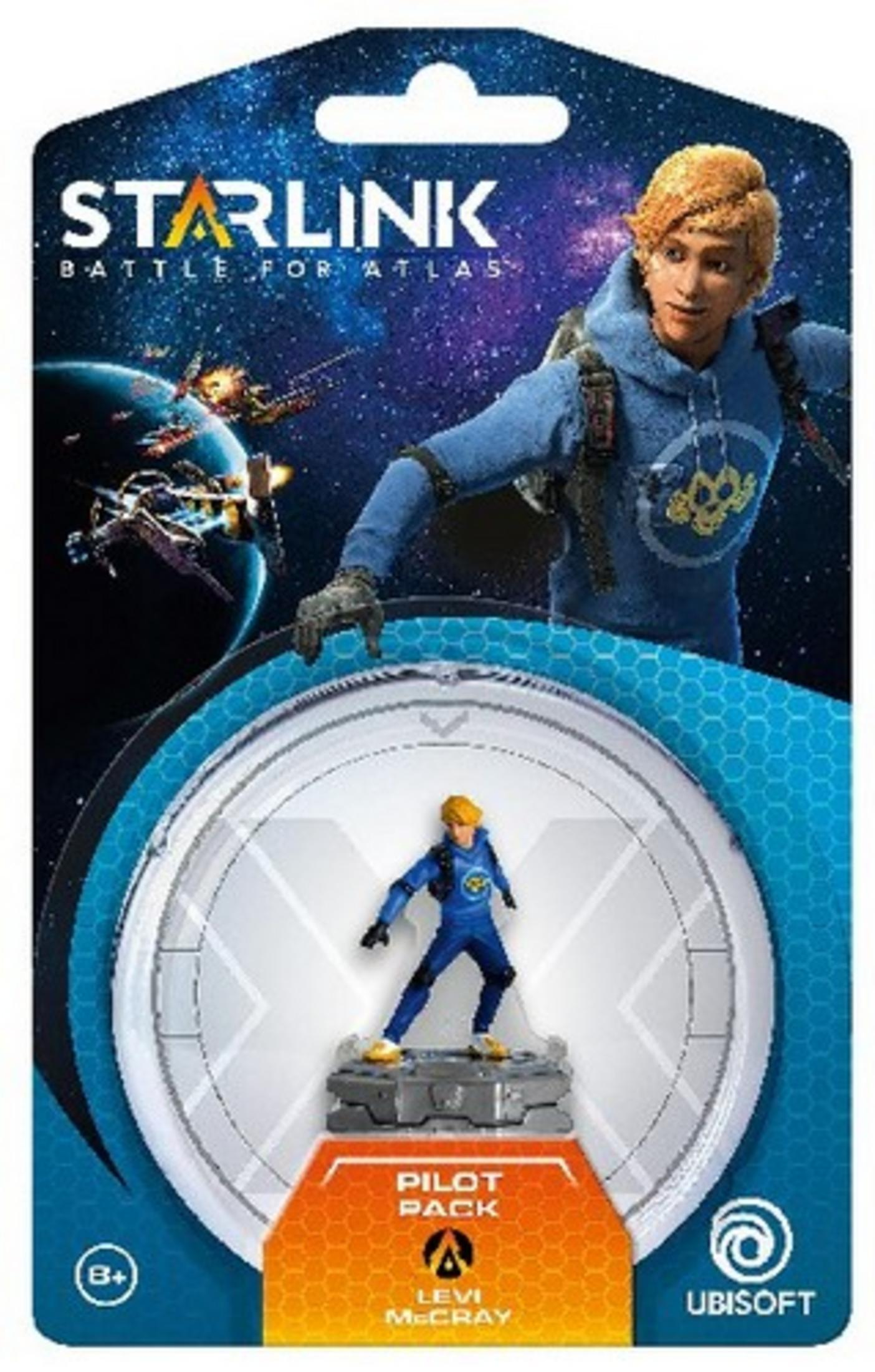 Eine Starlink-Spielbox mit einer Charakterfigur eines jungen Mannes, der eine Waffe hält.