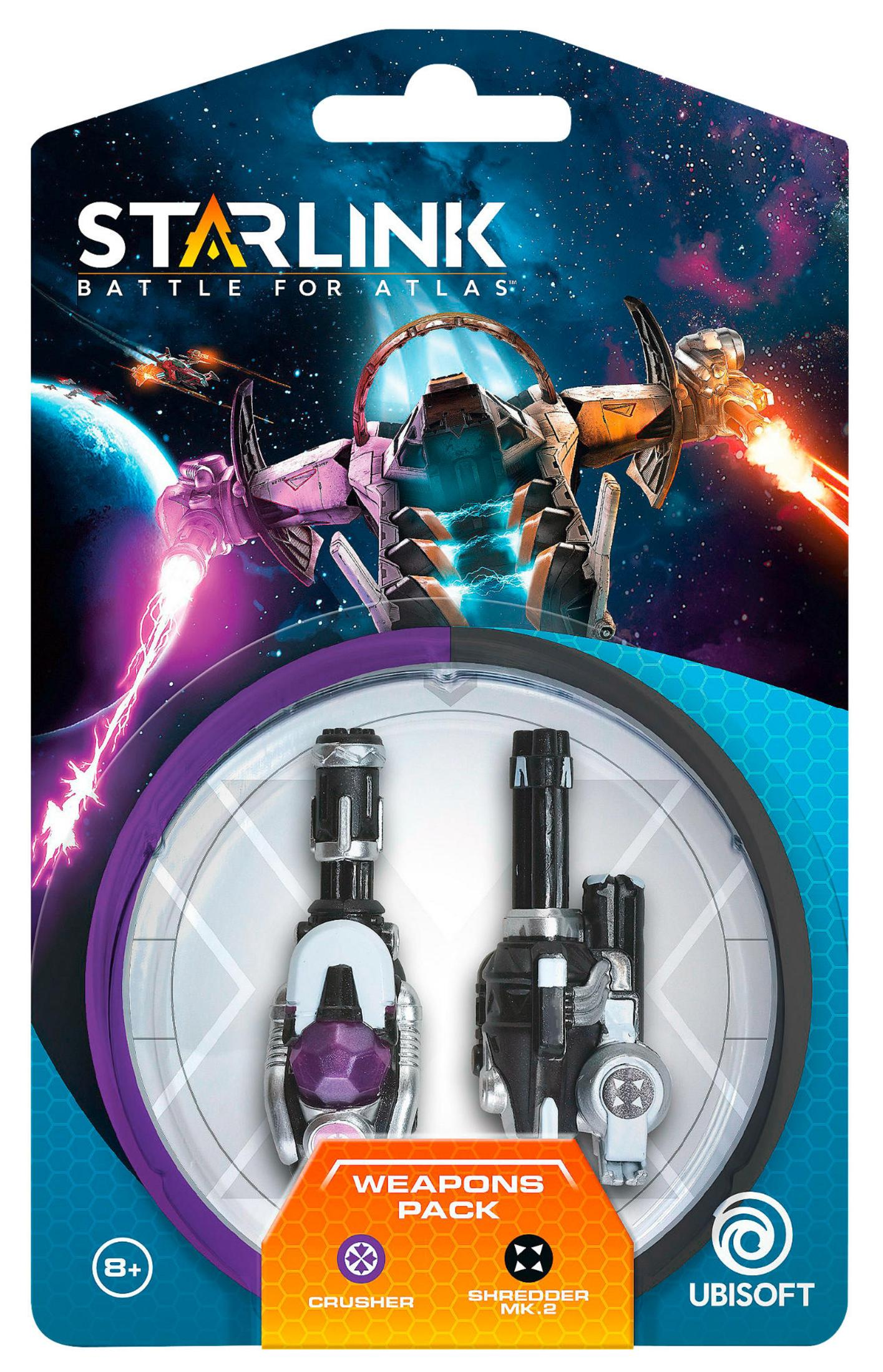 Ein Starlink-Spiel-Waffenpaket vor blau-violettem Hintergrund. Zwei Waffen sind sichtbar.