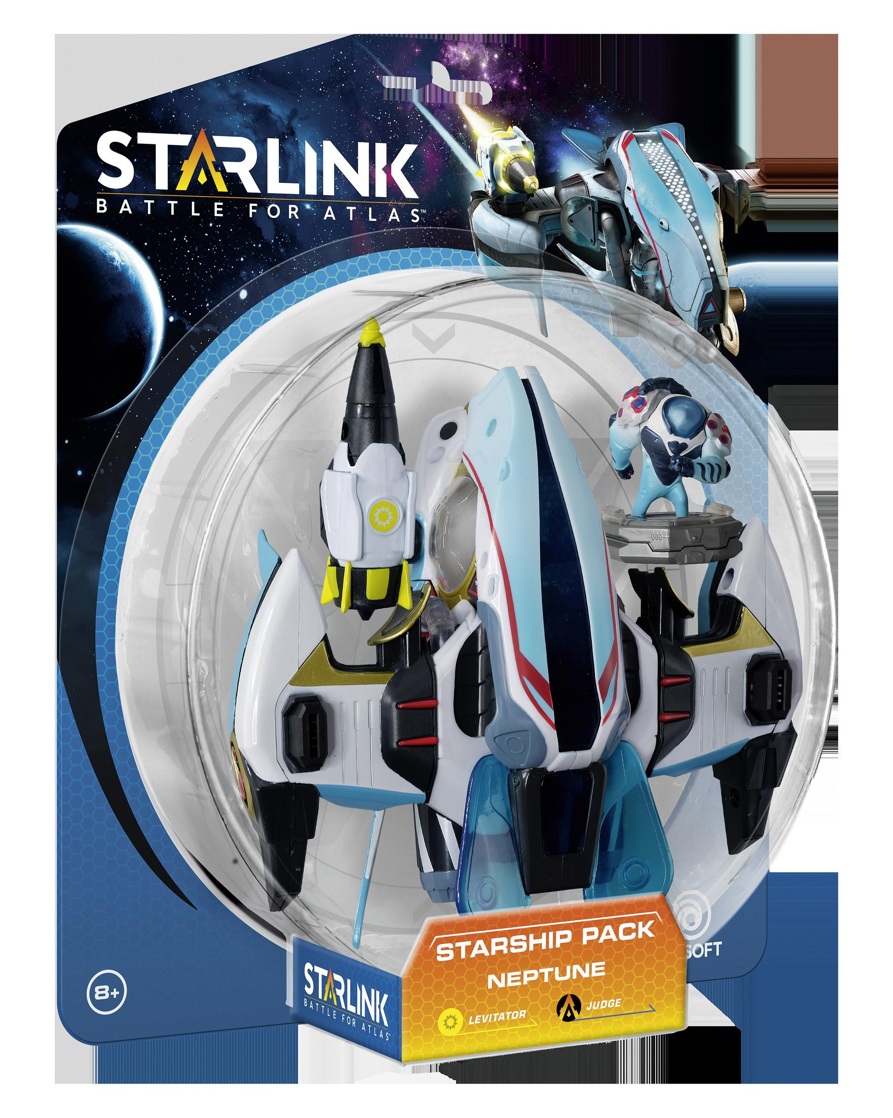 Starlink: Battle for Atlas Spielzeugverpackung. Ein Raumschiff befindet sich in einer durchsichtigen Blase.