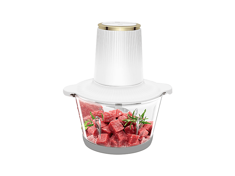 FLOKOO Hakmolen met Glazen Kom - Elektrisch - Food Chopper - 2 Snelheden - 2 Liter Hakmolen Wit