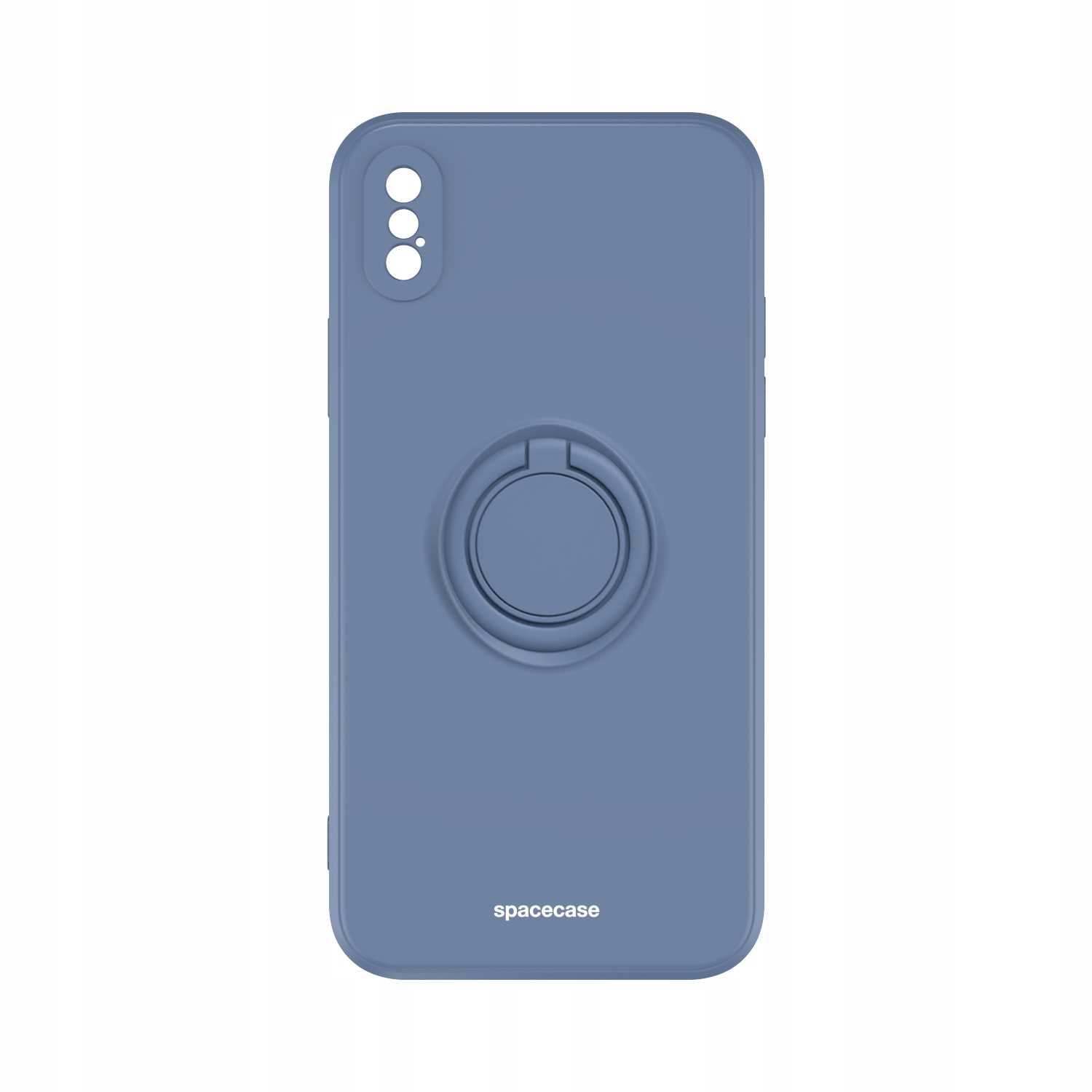Niebieskie etui na telefon z uchwytem na pierścień i logo Spacecase.