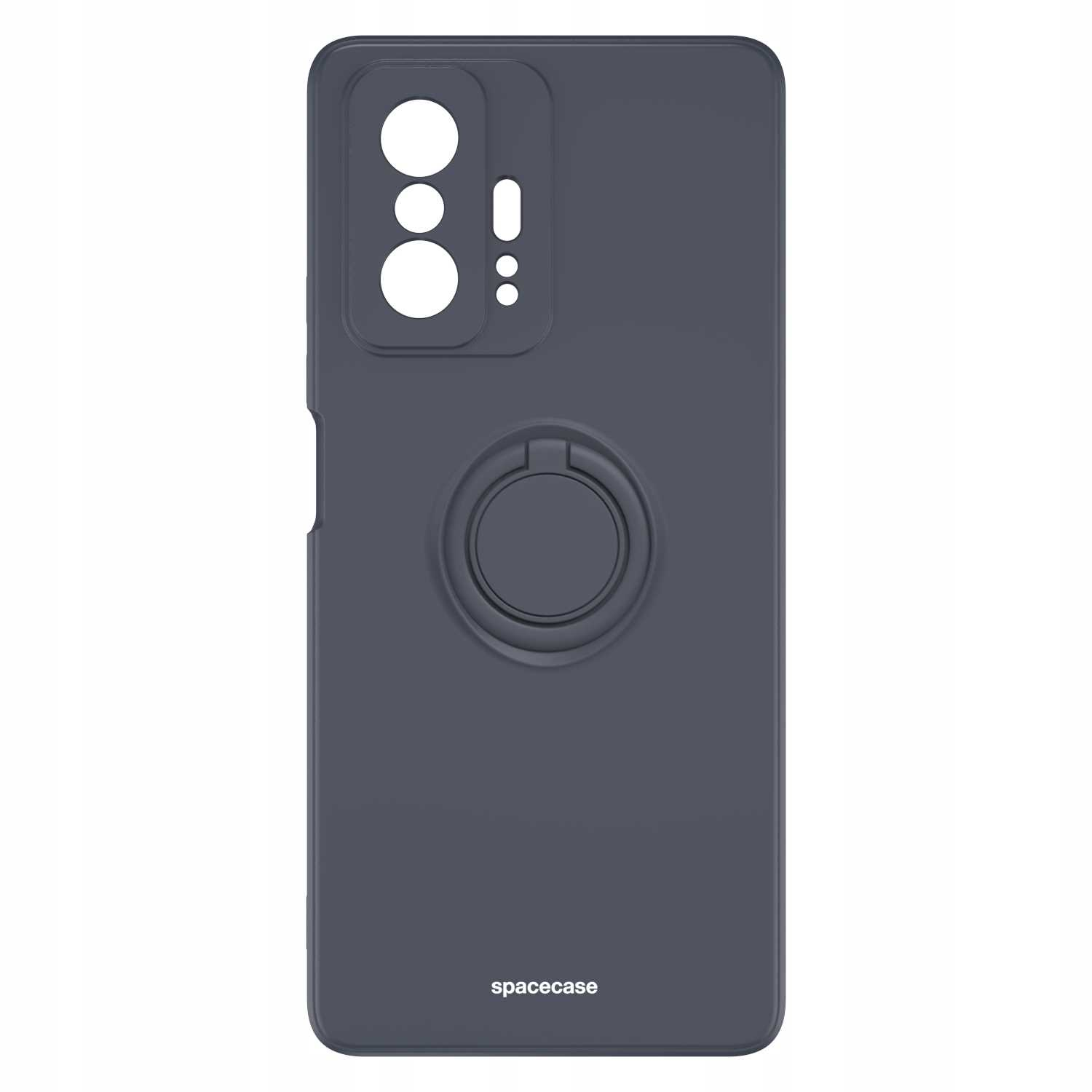 Ciemnoszare etui na telefon z uchwytem na pierścień.