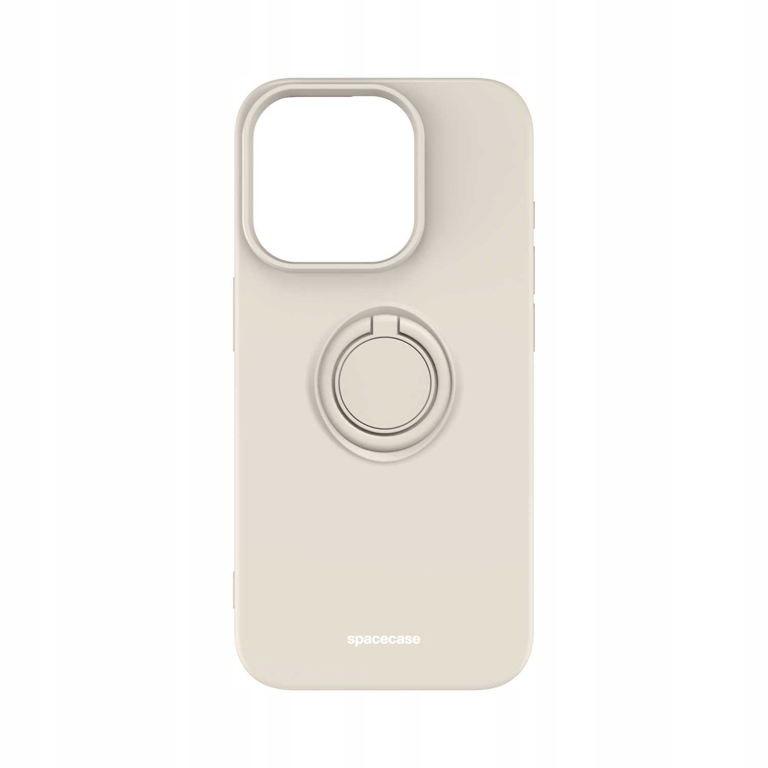 Jasnobrązowe etui na telefon z uchwytem na pierścień.