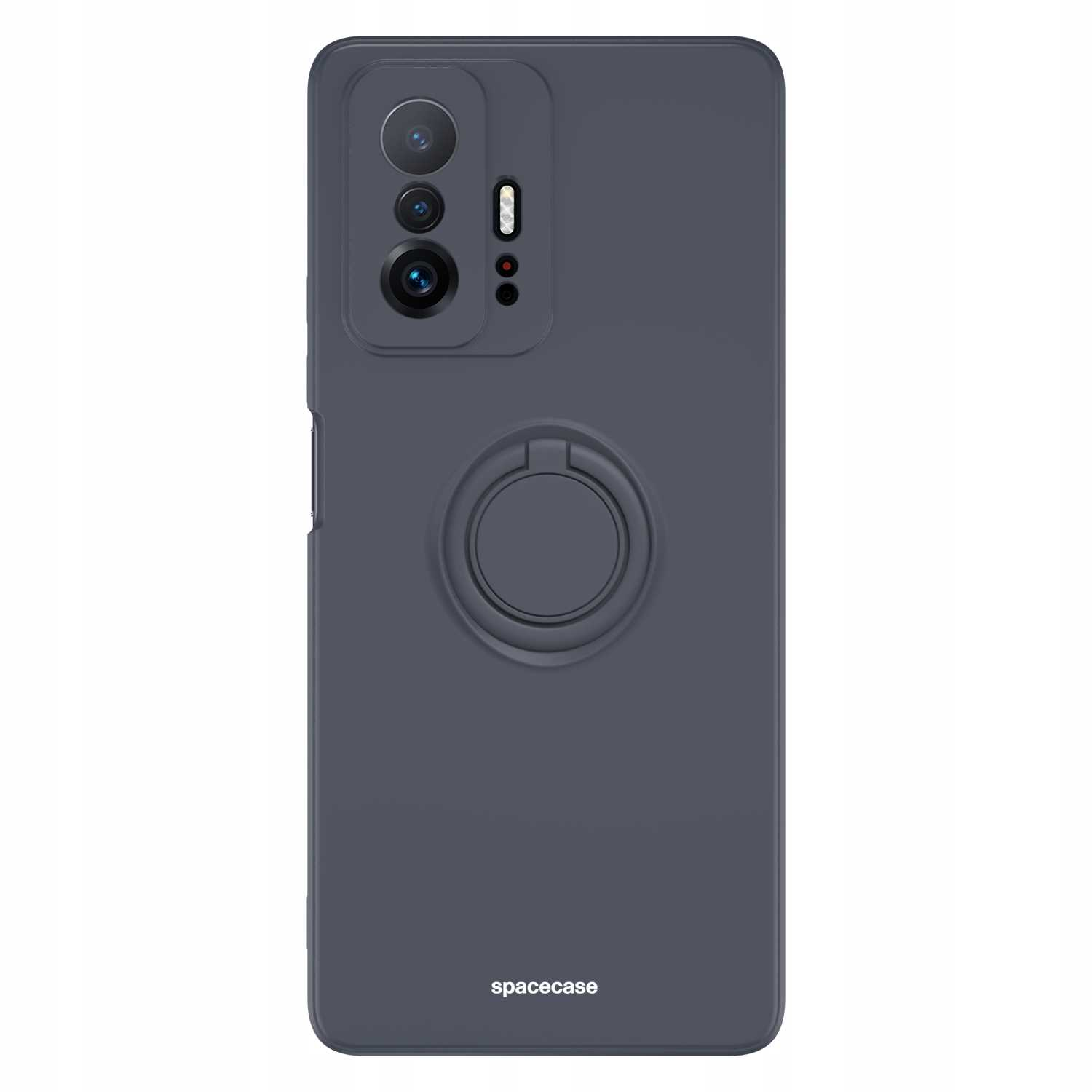 Ciemnoszare etui na telefon. Z modułem kamery i uchwytem na pierścień.