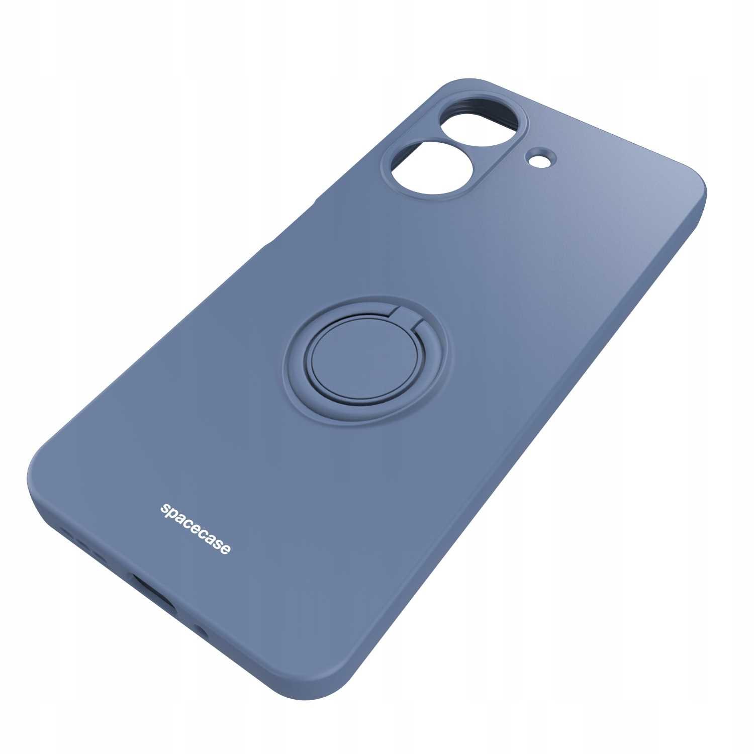 Niebieskie etui na telefon z uchwytem na pierścień.