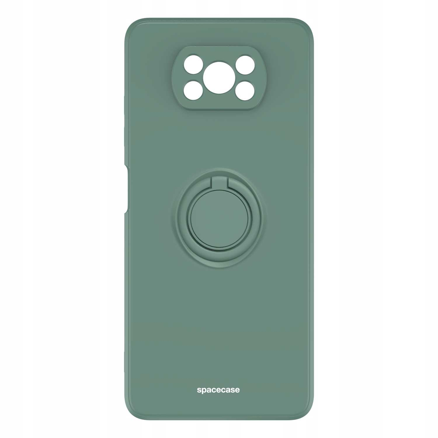 Zielone etui z uchwytem na pierścień, z napisem 'spacecase'.