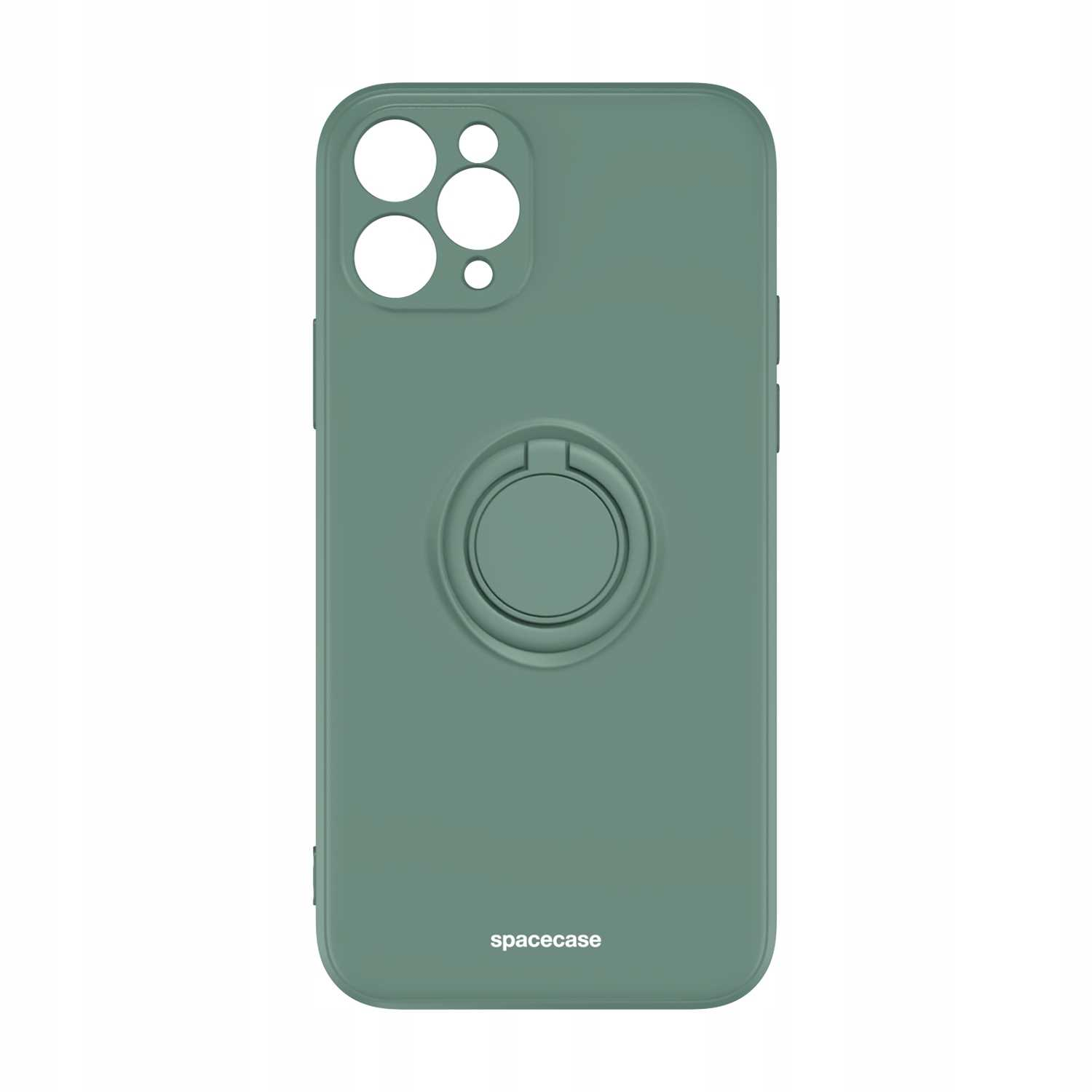 Zielone etui na telefon z modułem aparatu i uchwytem na pierścień. Na etui napis 'spacecase'.