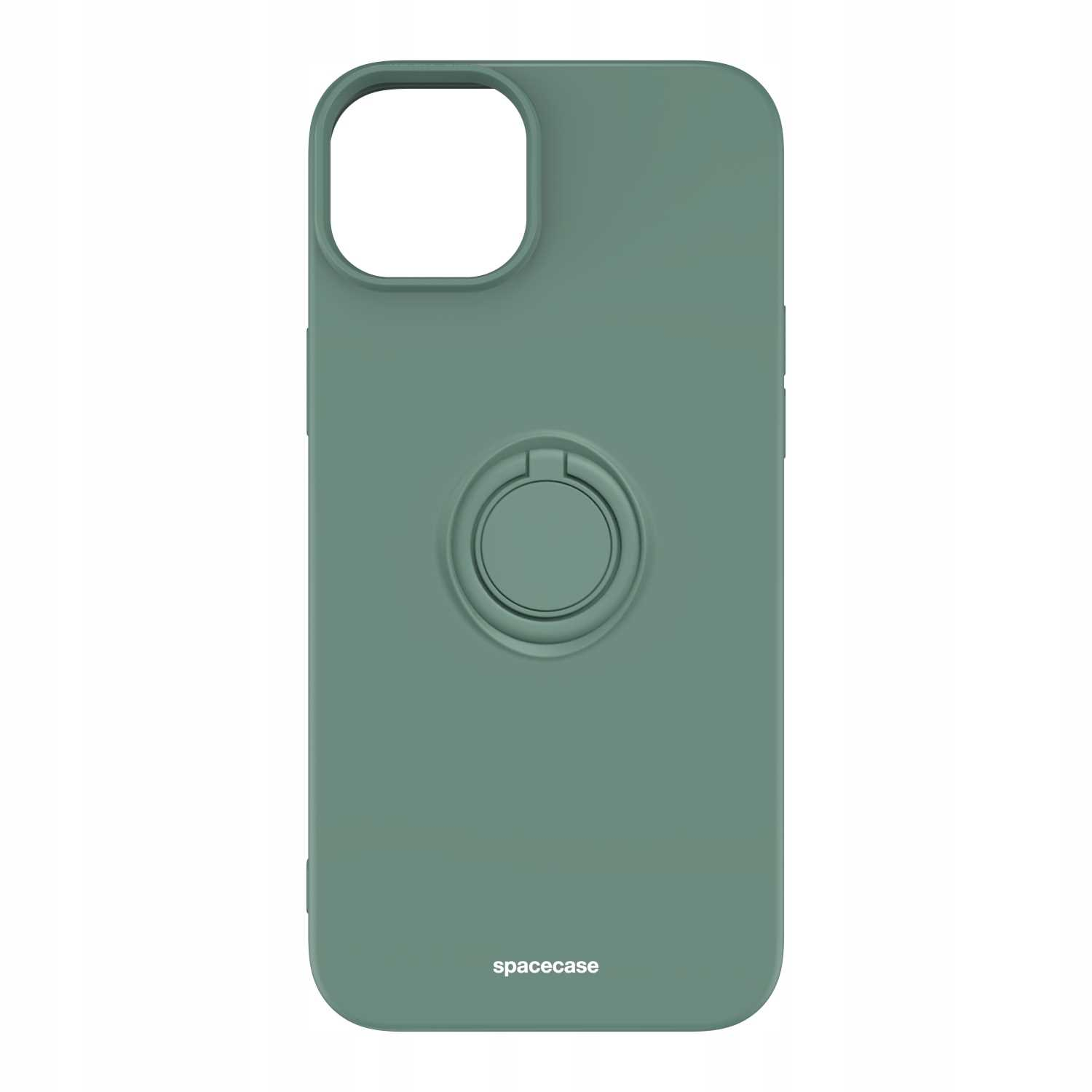 Zielone etui z uchwytem na palec. Na dole 'spacecase'.