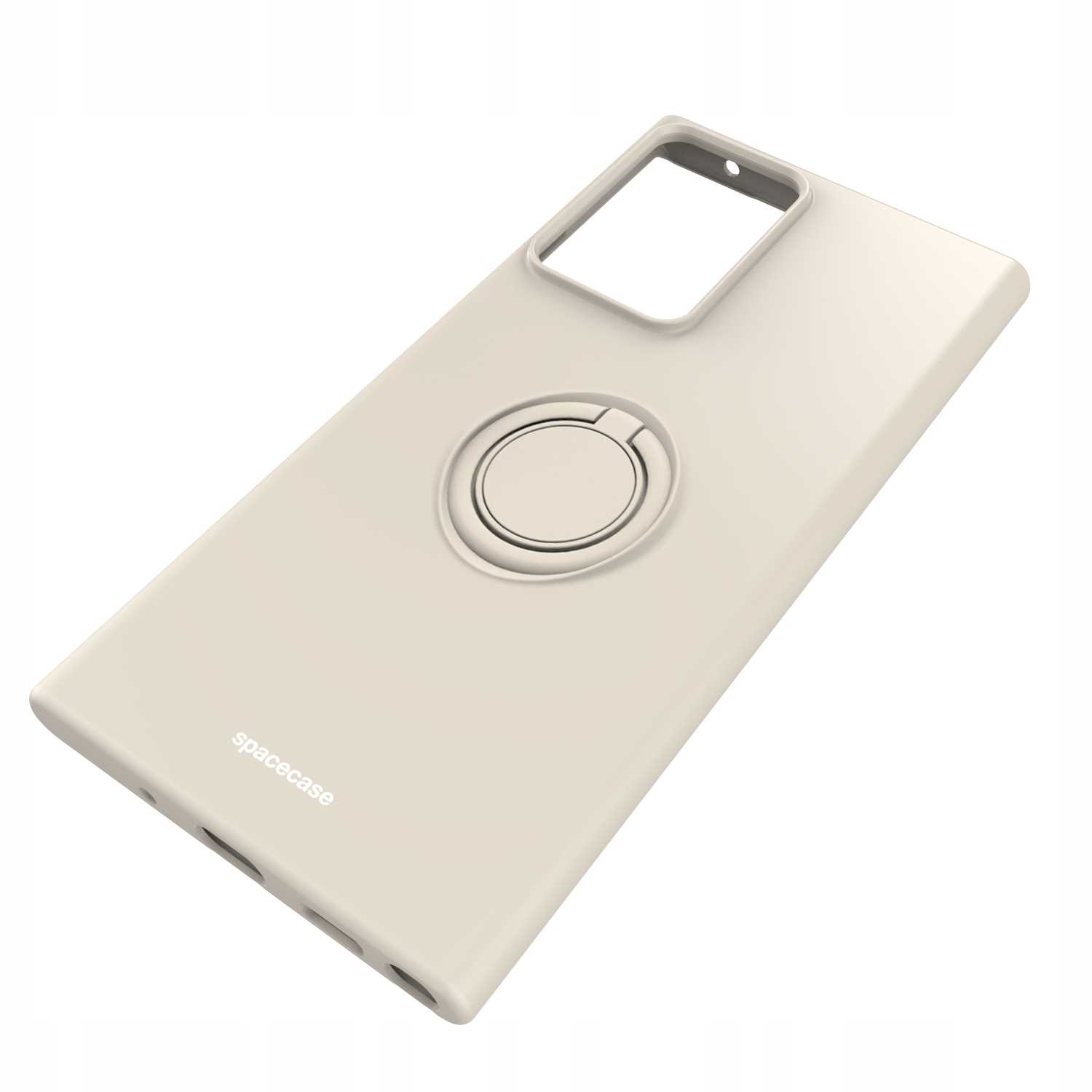 Beżowe etui na telefon z uchwytem na pierścień.