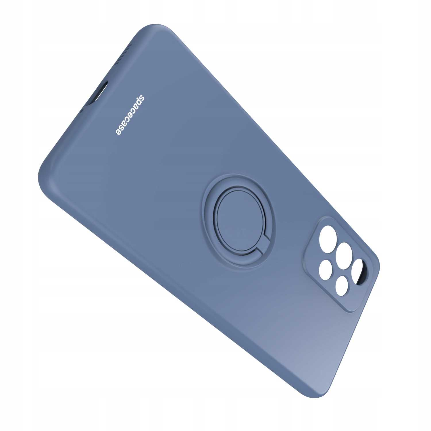 Niebieskie etui na telefon z uchwytem na palec i marką spacecase.