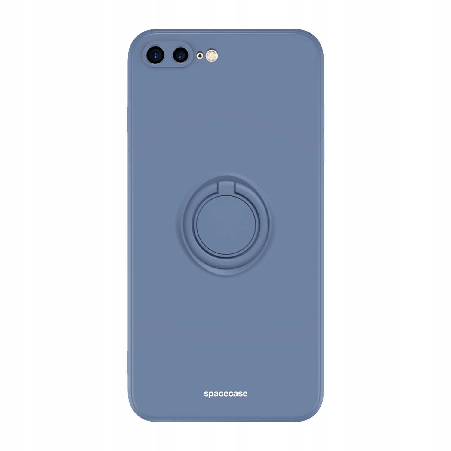 Niebieskie etui na telefon z uchwytem na pierścień i napisem 'spacecase' na dole.
