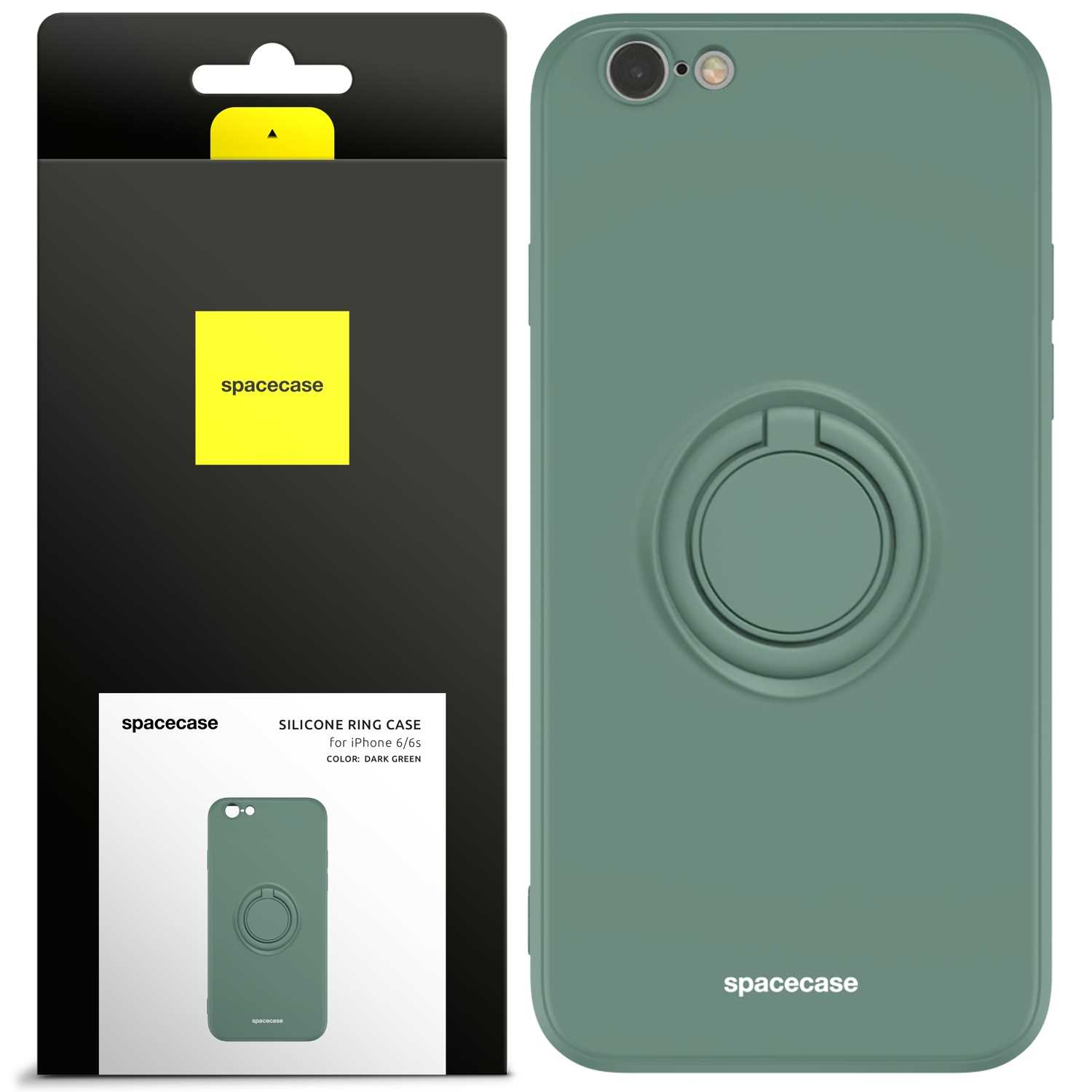 iPhone z zielonym etui i pudełko z podobnym etui.