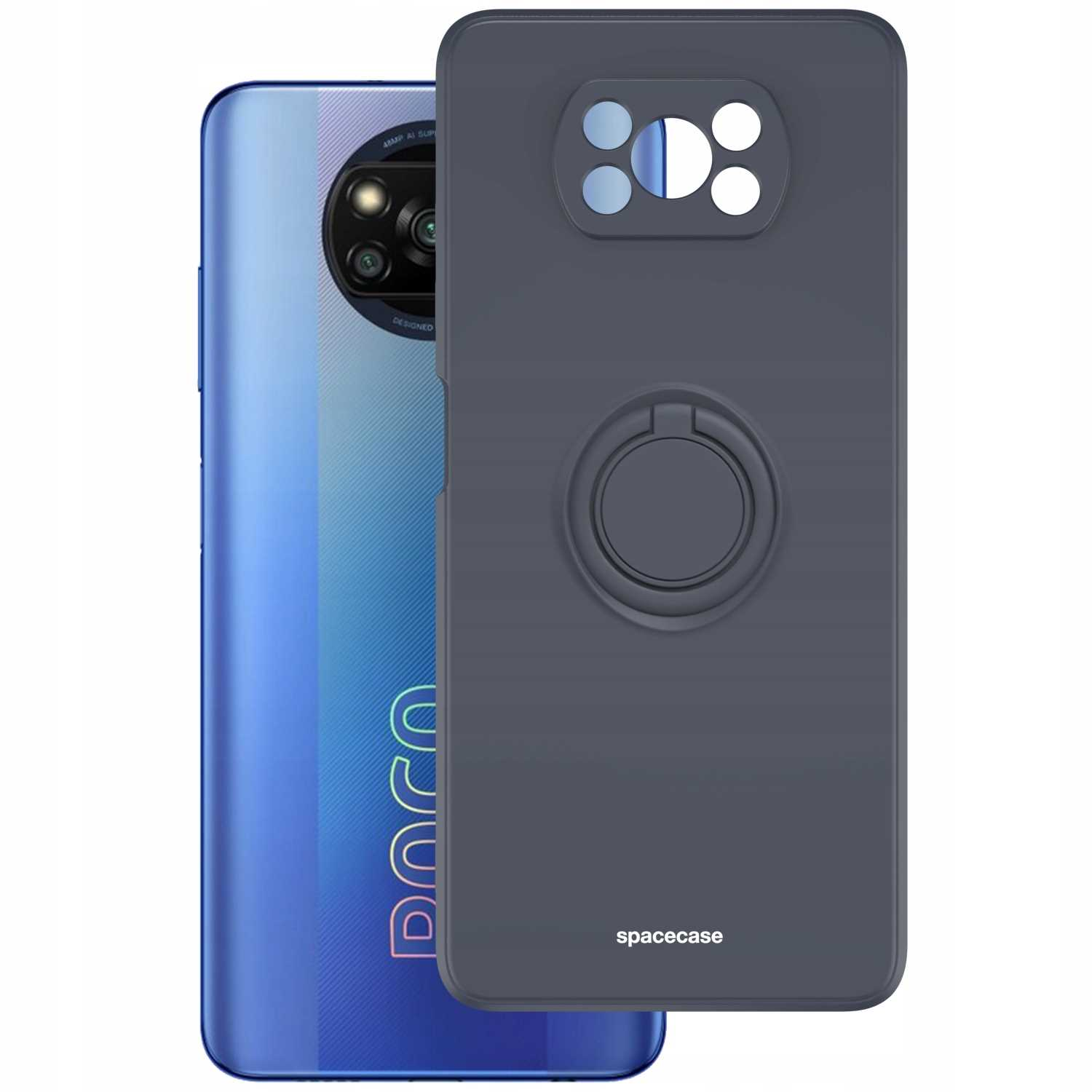 Etui z telefonem, ciemnoszare, z uchwytem, marka spacecase.