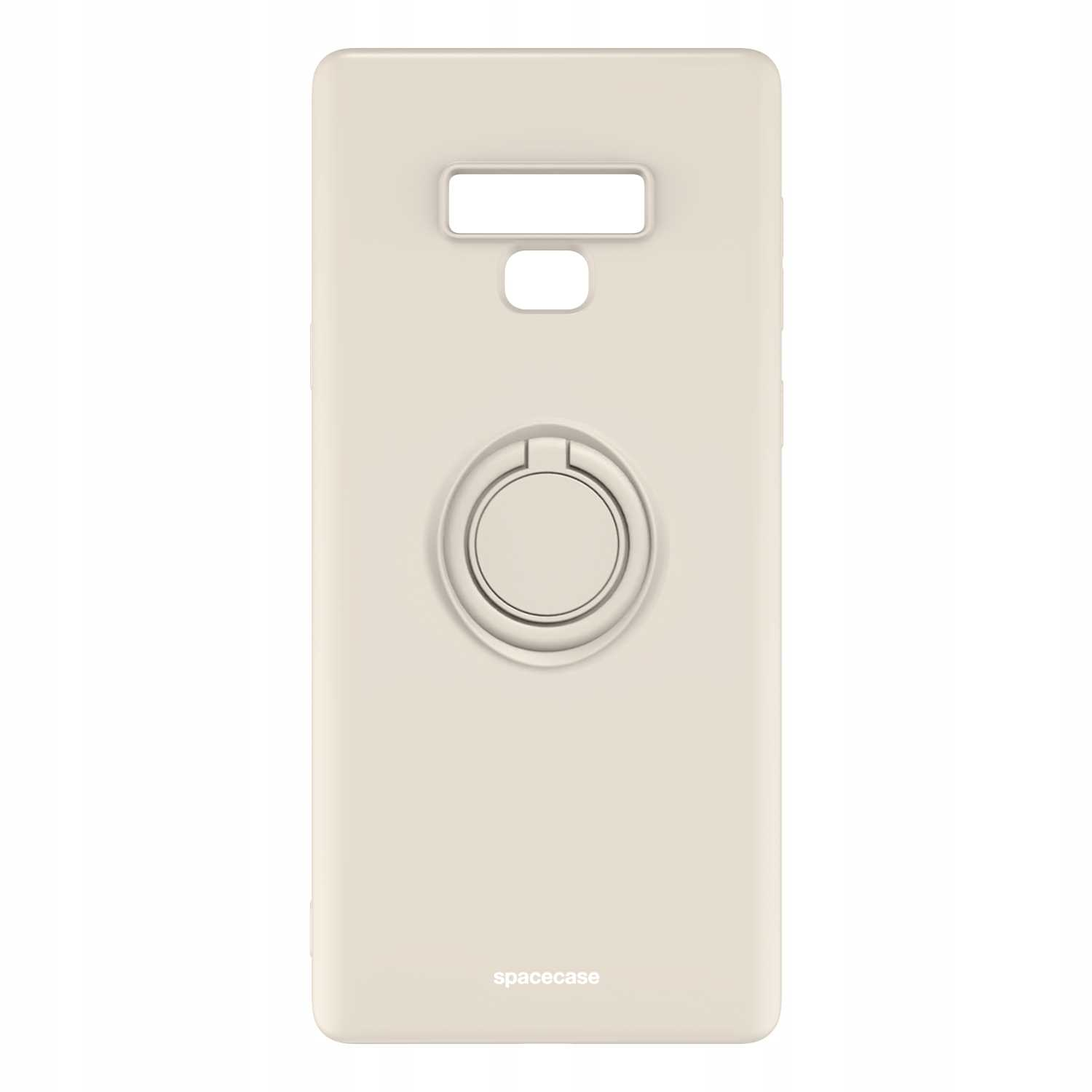Kremowe etui na telefon z uchwytem na palec, marka spacecase.