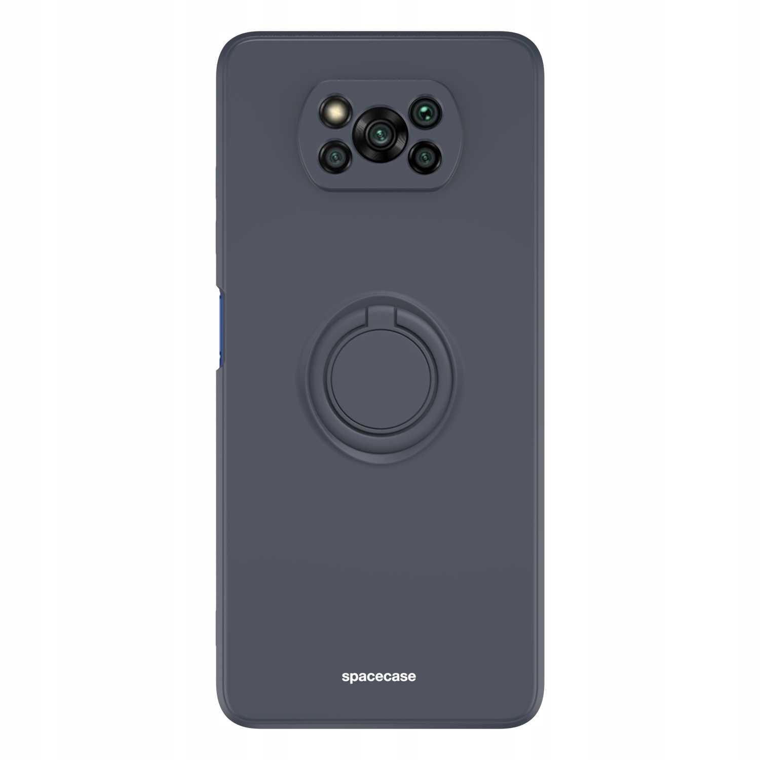 Czarne etui z uchwytem na palec. Widoczna marka 'spacecase'.