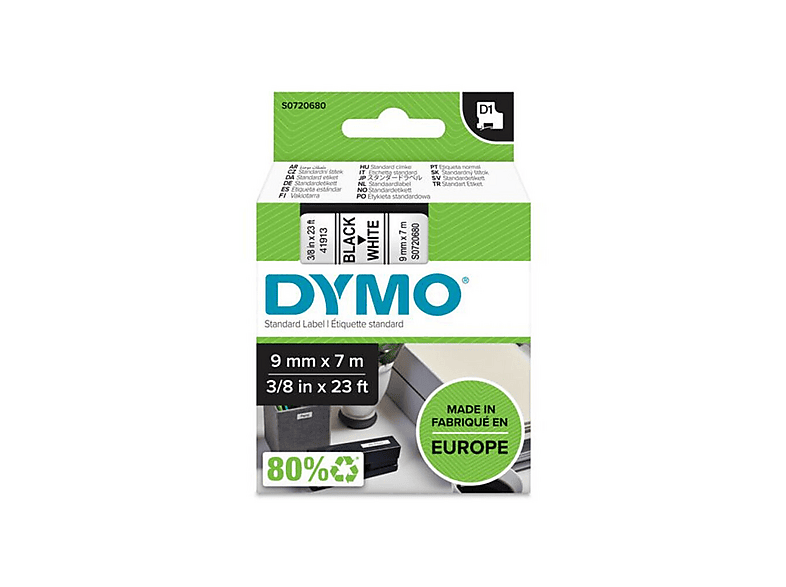 DYMO Schriftband D1 1978365, 12 mm, weiß auf schwarz, 1 St. | office