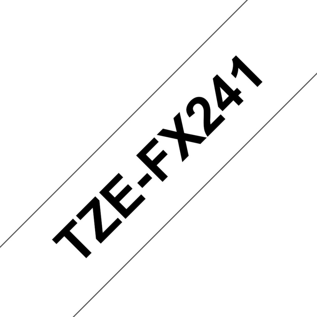Un'etichetta bianca con testo nero: TZE-FX241. L'etichetta è in diagonale.