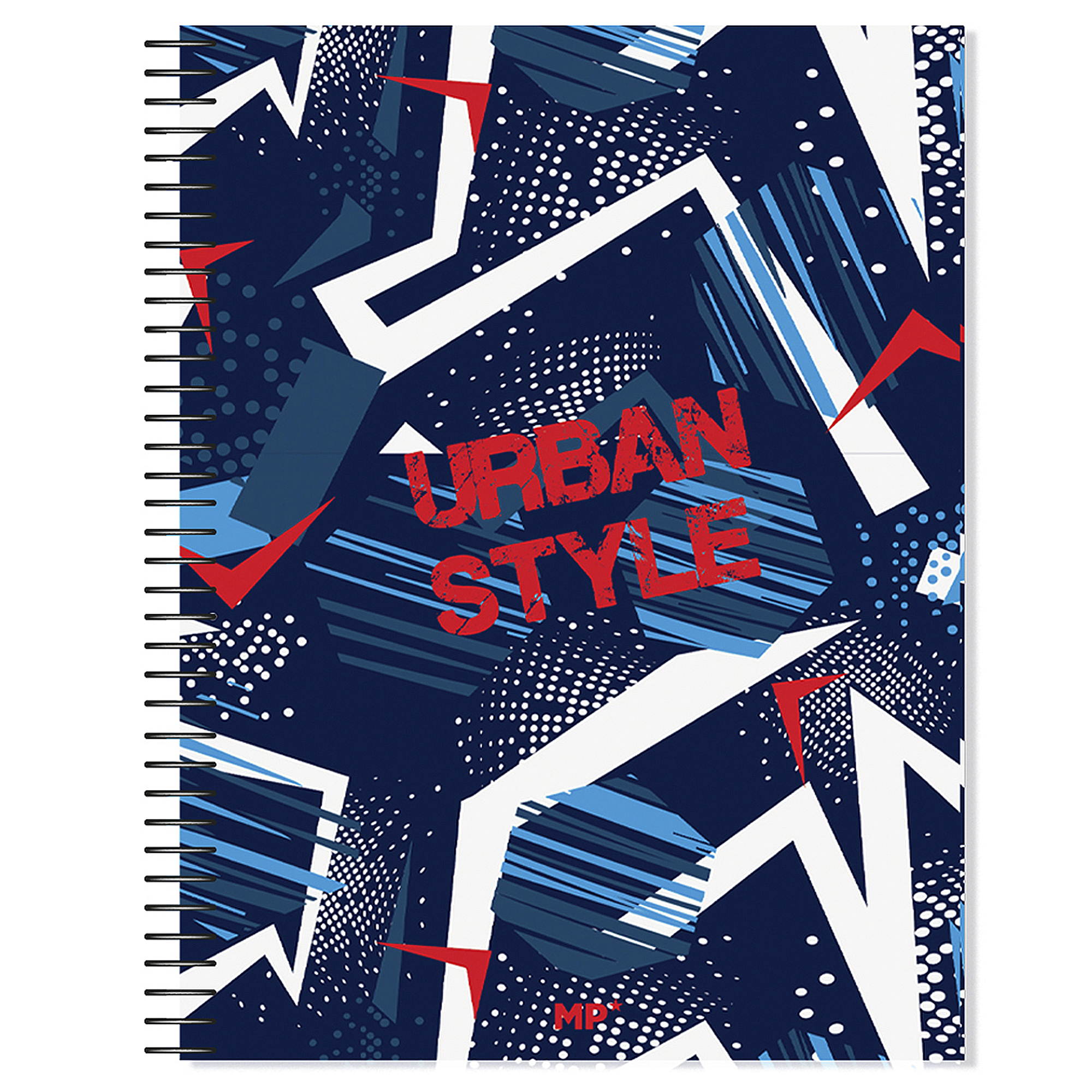 Notizbuch mit Umschlag im Urban-Style-Design mit geometrischen Formen und dem Wort "URBAN STYLE".