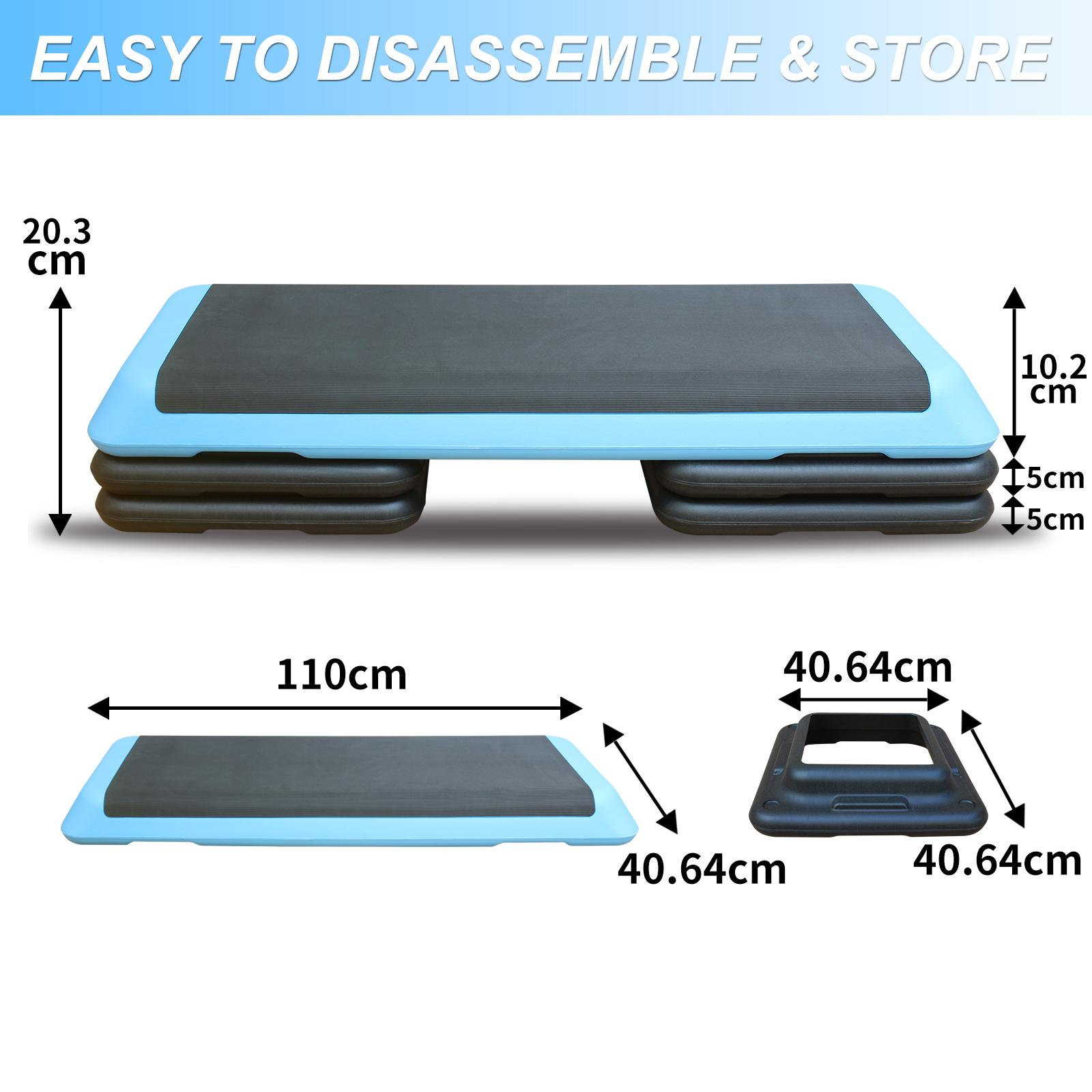 Trittplattform mit Abmessungen. 110cm lang, 20,3cm hoch und 40,64cm breit.