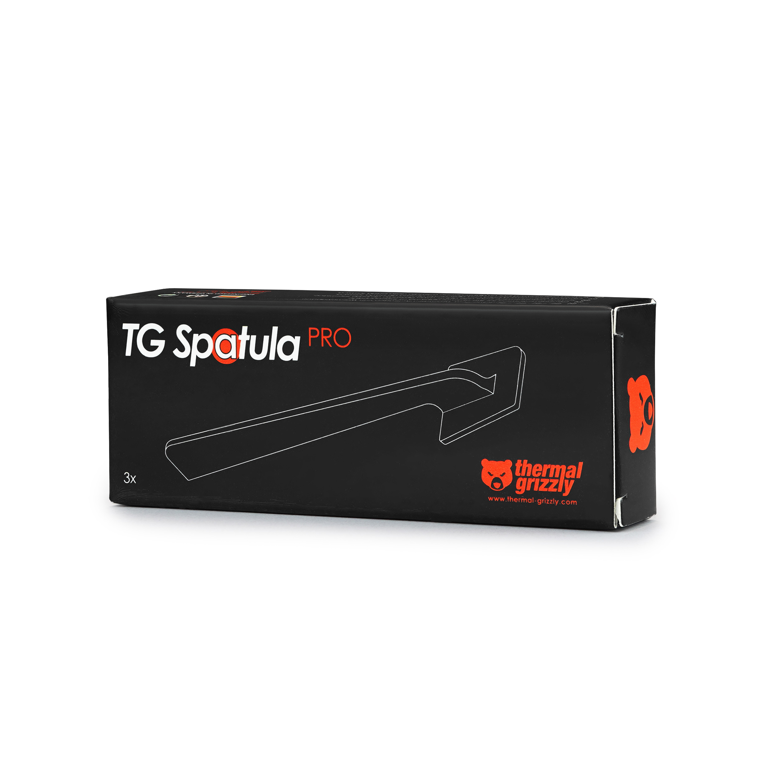 Eine schwarze Box mit dem Text 'TG Spatula PRO' und einem Thermal Grizzly Logo.