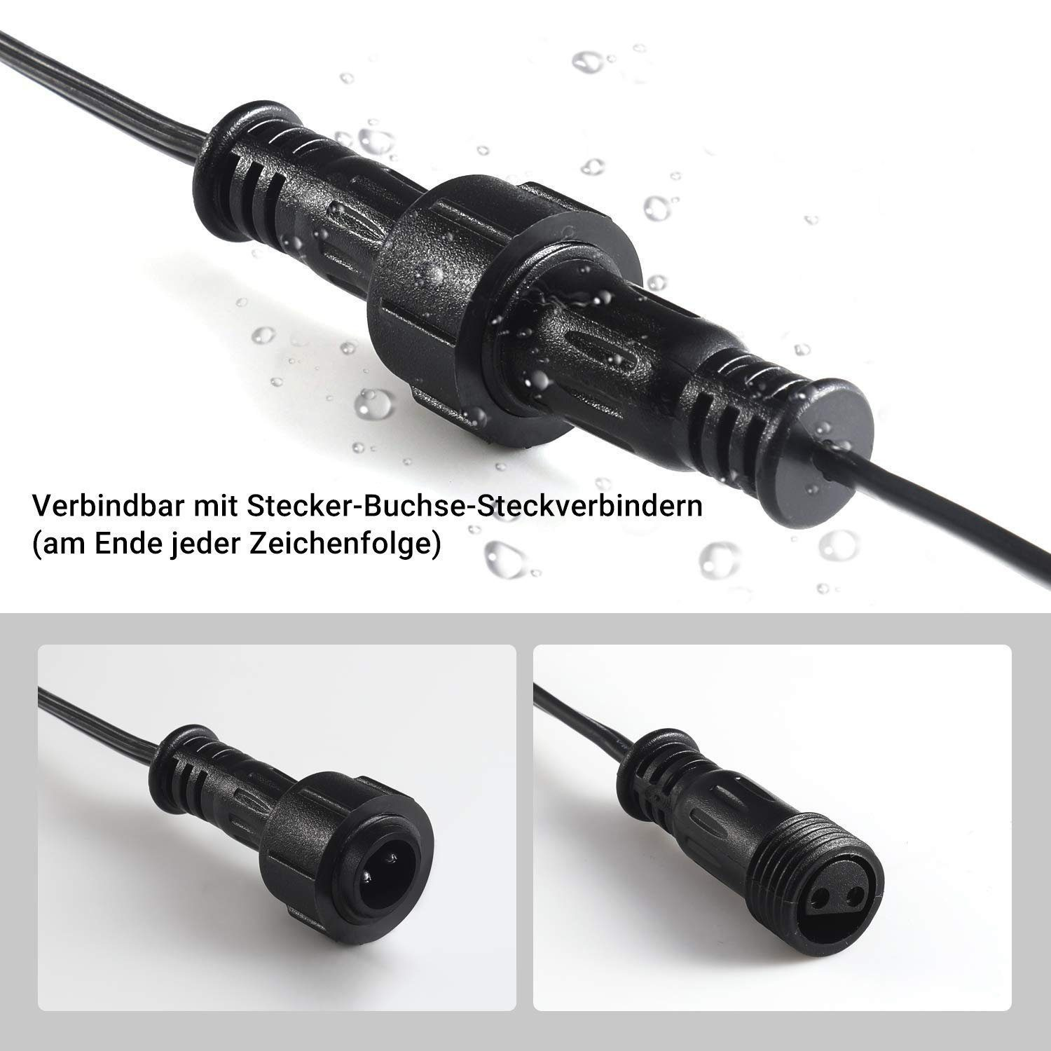 Nahaufnahme von schwarzen elektrischen Steckverbindern. Das Bild zeigt mehrere Verbinder auf weißem Hintergrund.