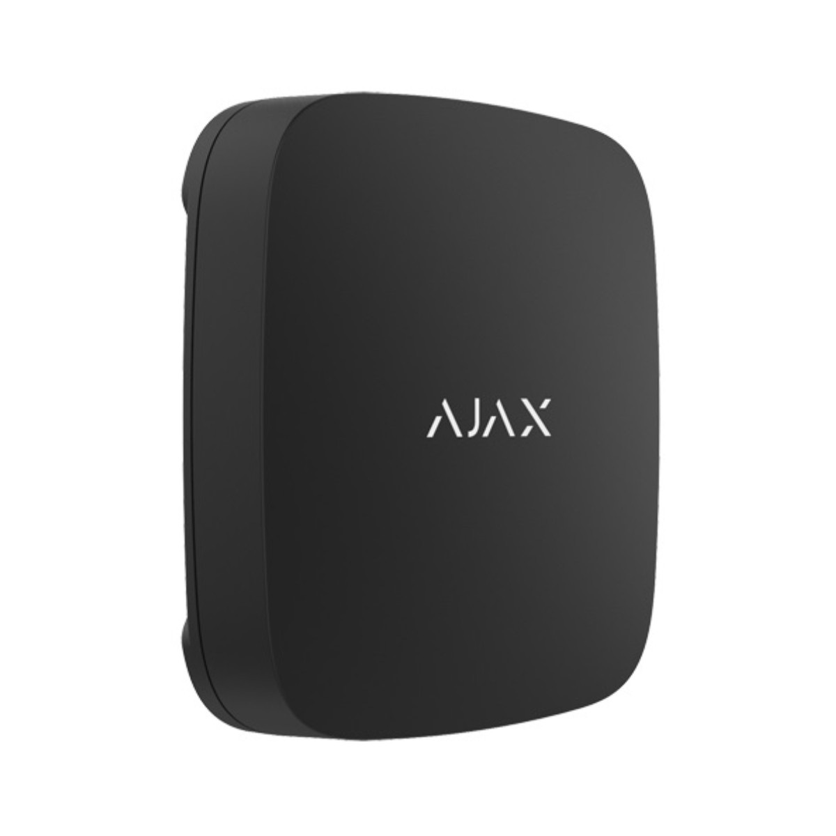 Dispositivo di sicurezza Ajax nero con logo Ajax bianco.