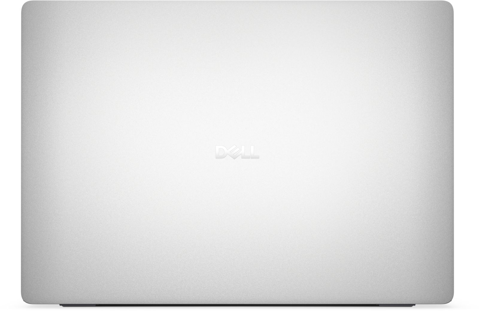 Srebrny laptop Dell z logo Dell pośrodku pokrywy.