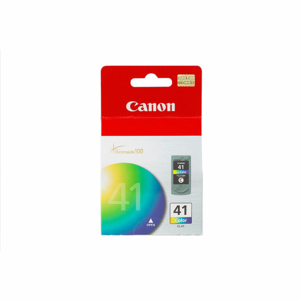Een Canon inktcartridge. Het heeft kleurverlopen op de voorkant.