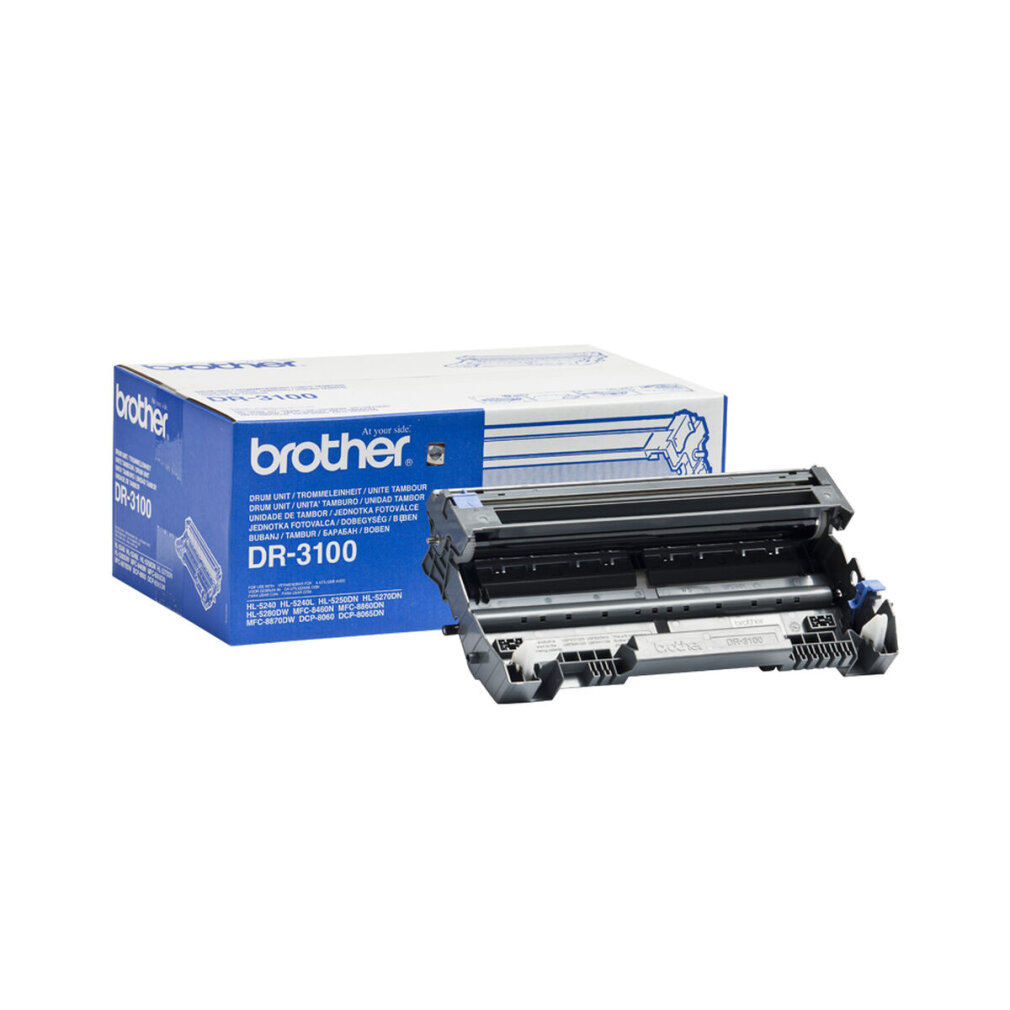 Eine DR-3100 Trommeleinheit-Box und eine Trommeleinheit außerhalb der Box.