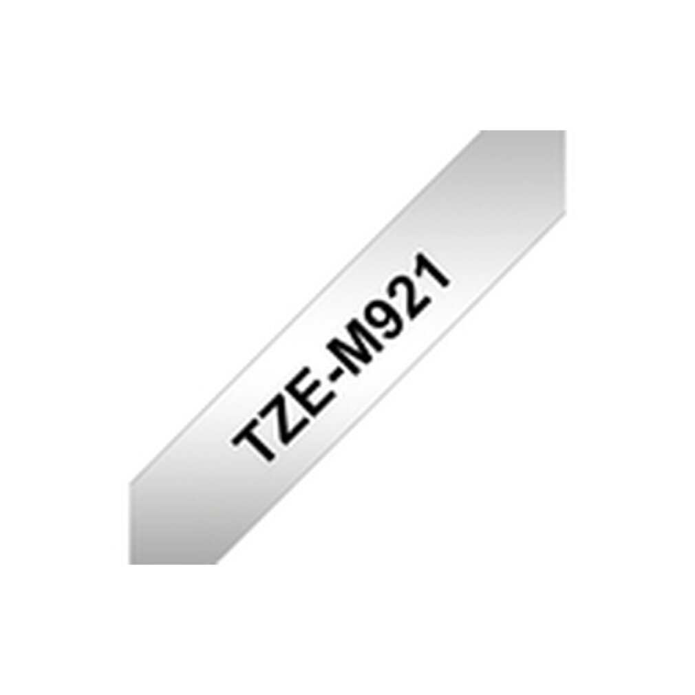 Schräges weißes Etikett mit schwarzem Text: TZE-M921.