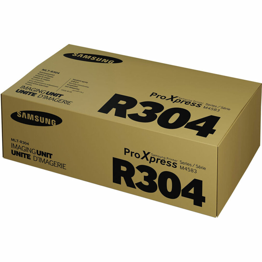 Scatola dell'unità di imaging Samsung R304, colore oro, con testo nero.