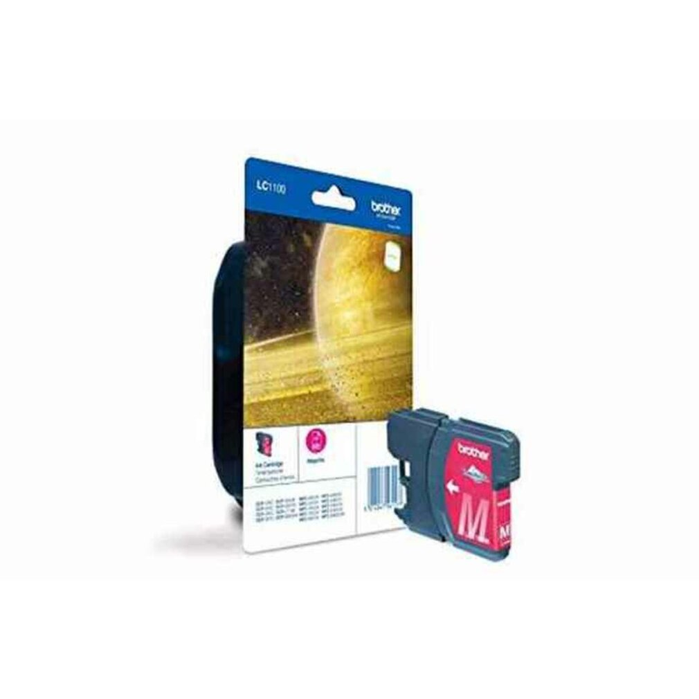 Brother LC1100 ink cartridge package. It has a space image and a magenta cartridge.