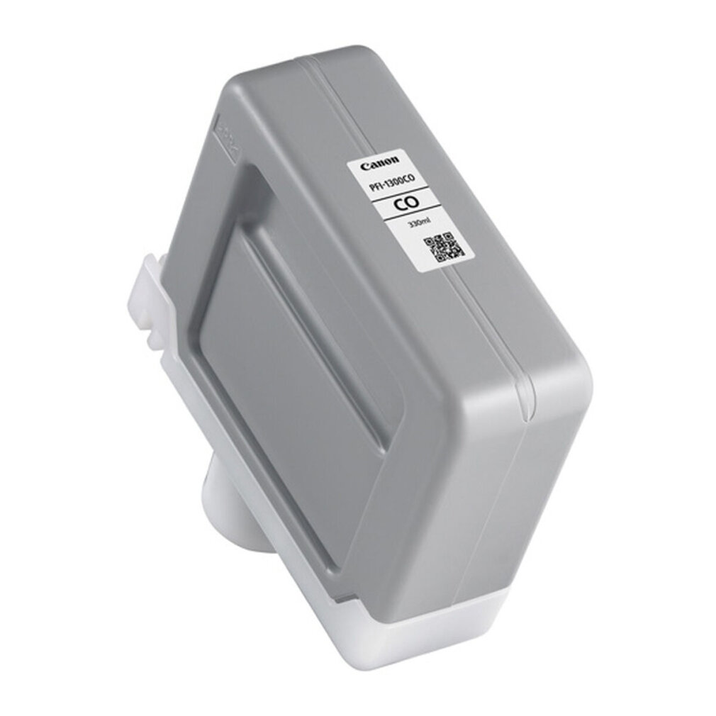 Canon grijze inkttank. Het is een rechthoekige container met een wit label.
