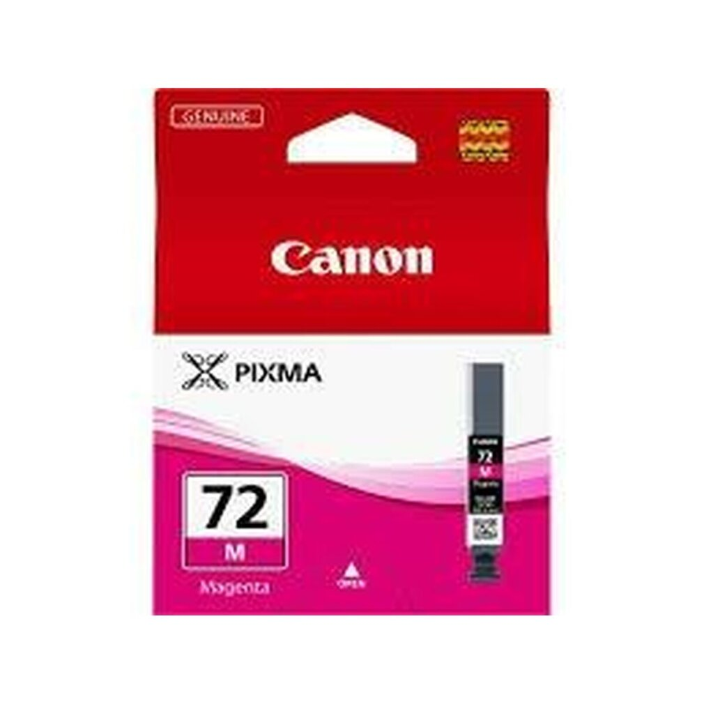 Cartuccia d'inchiostro magenta Canon. La confezione è rossa con marchio bianco.