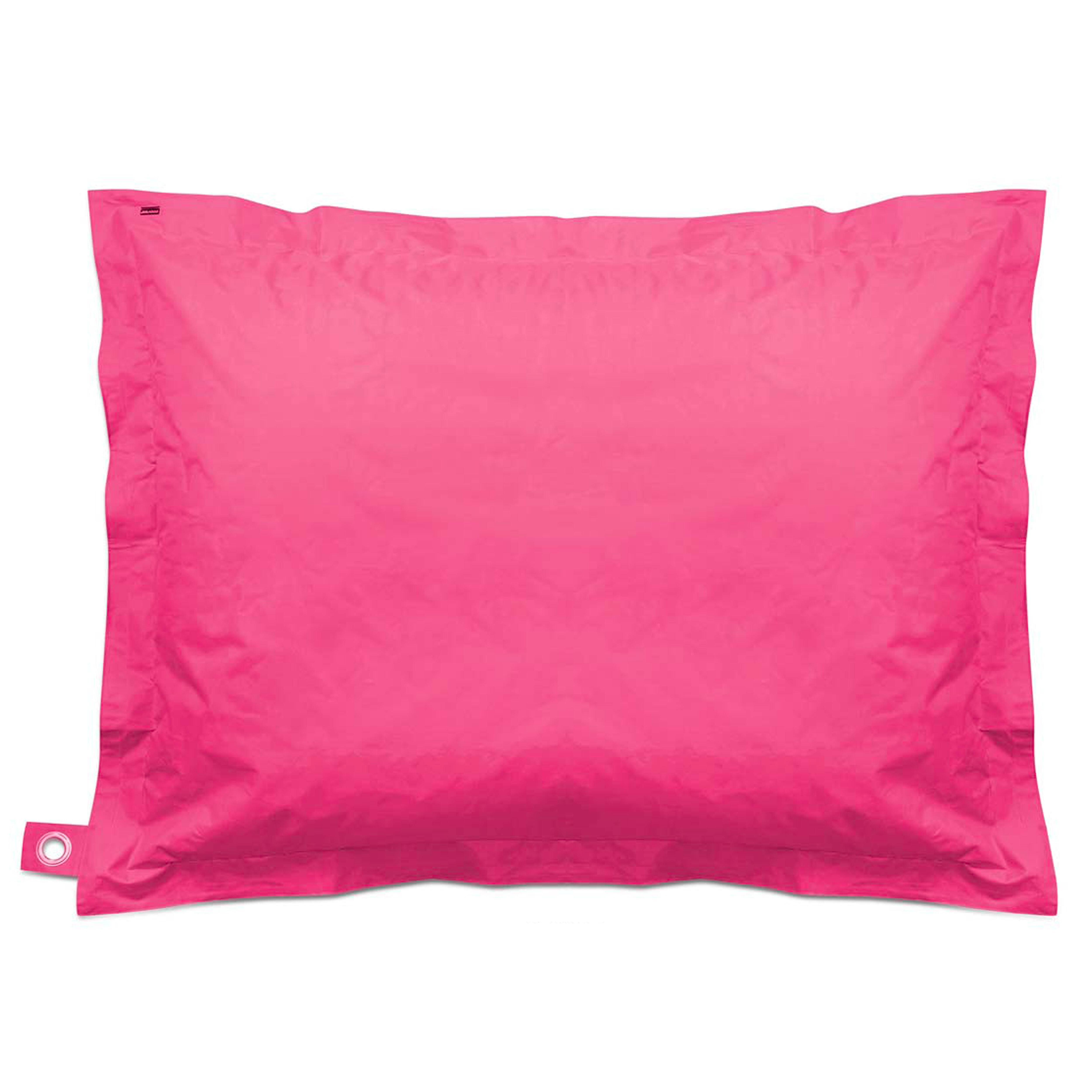 Ein pinkfarbener Sitzsack auf weißem Hintergrund.