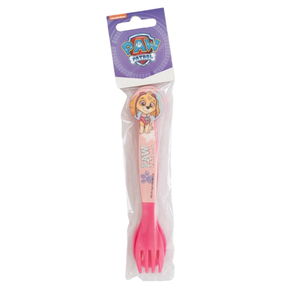 Rosa Paw Patrol Gabel in einer transparenten Kunststoffverpackung.