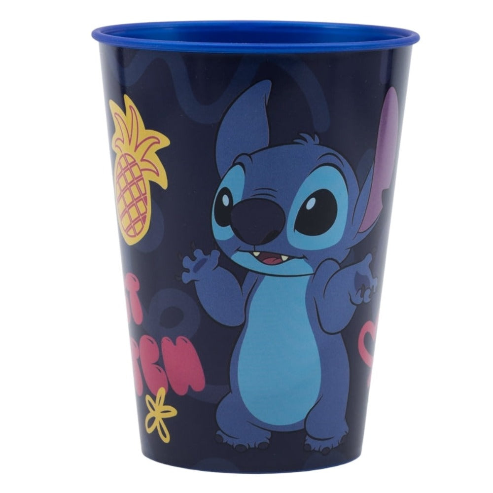 Tazza blu con il personaggio dei cartoni animati Stitch.
