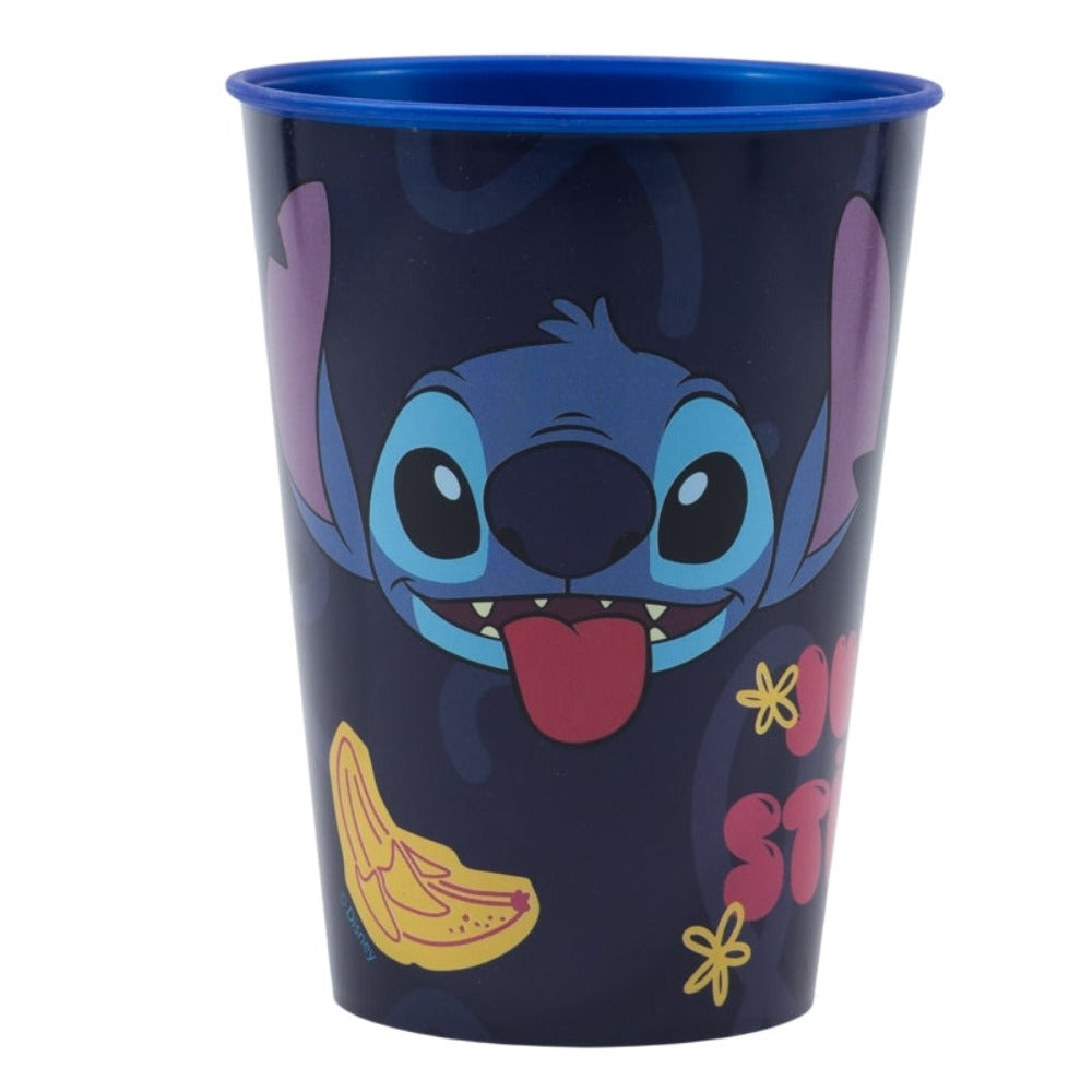 Tazza blu con il personaggio dei cartoni animati Stitch.