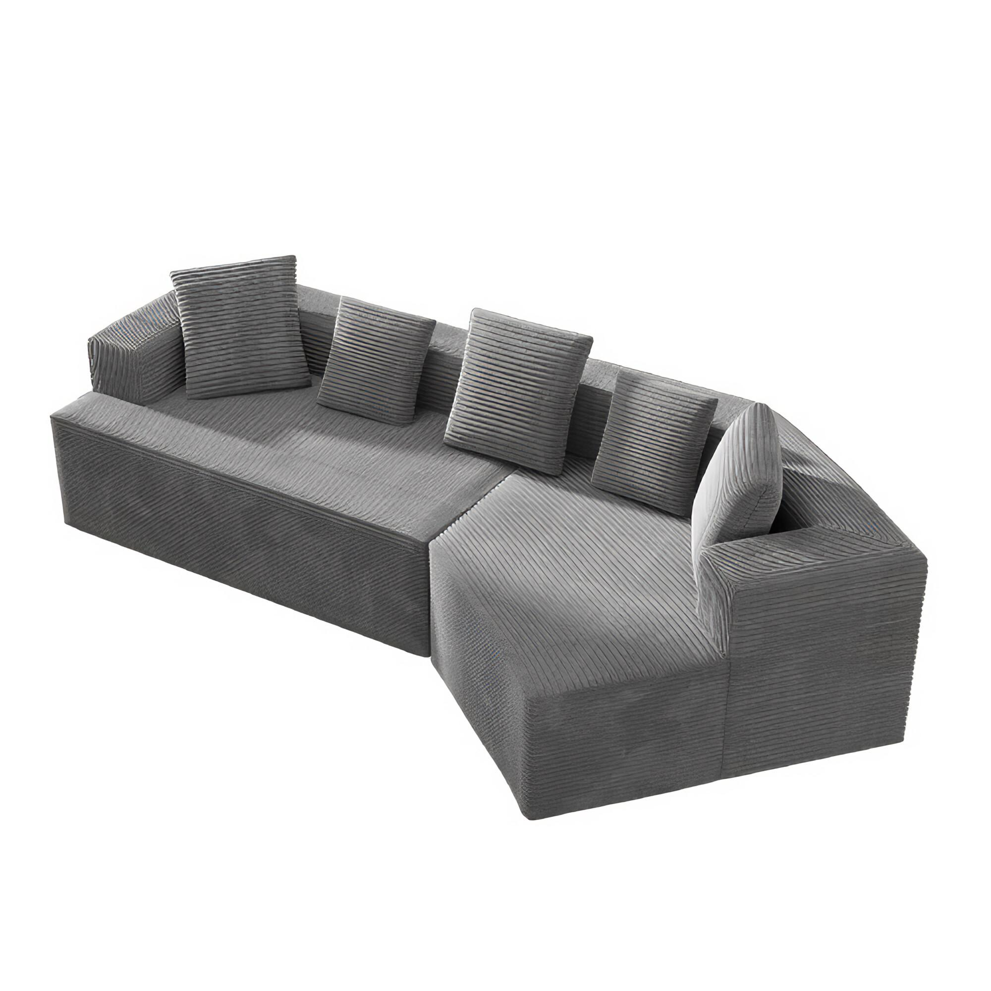 Ein graues Ecksofa.