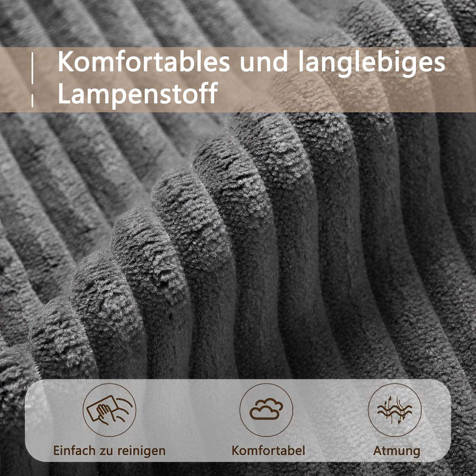 Nahaufnahme von grauem Cordstoff.