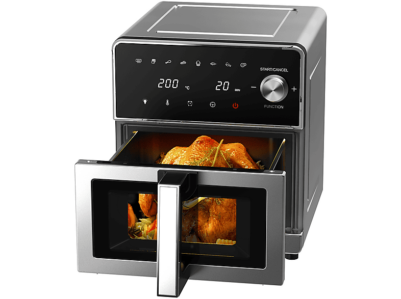 DEWELLING Air Fryer Heissluftfritteuse AFTO101D 8L Heißluftfriteuse 2100 Watt Silber