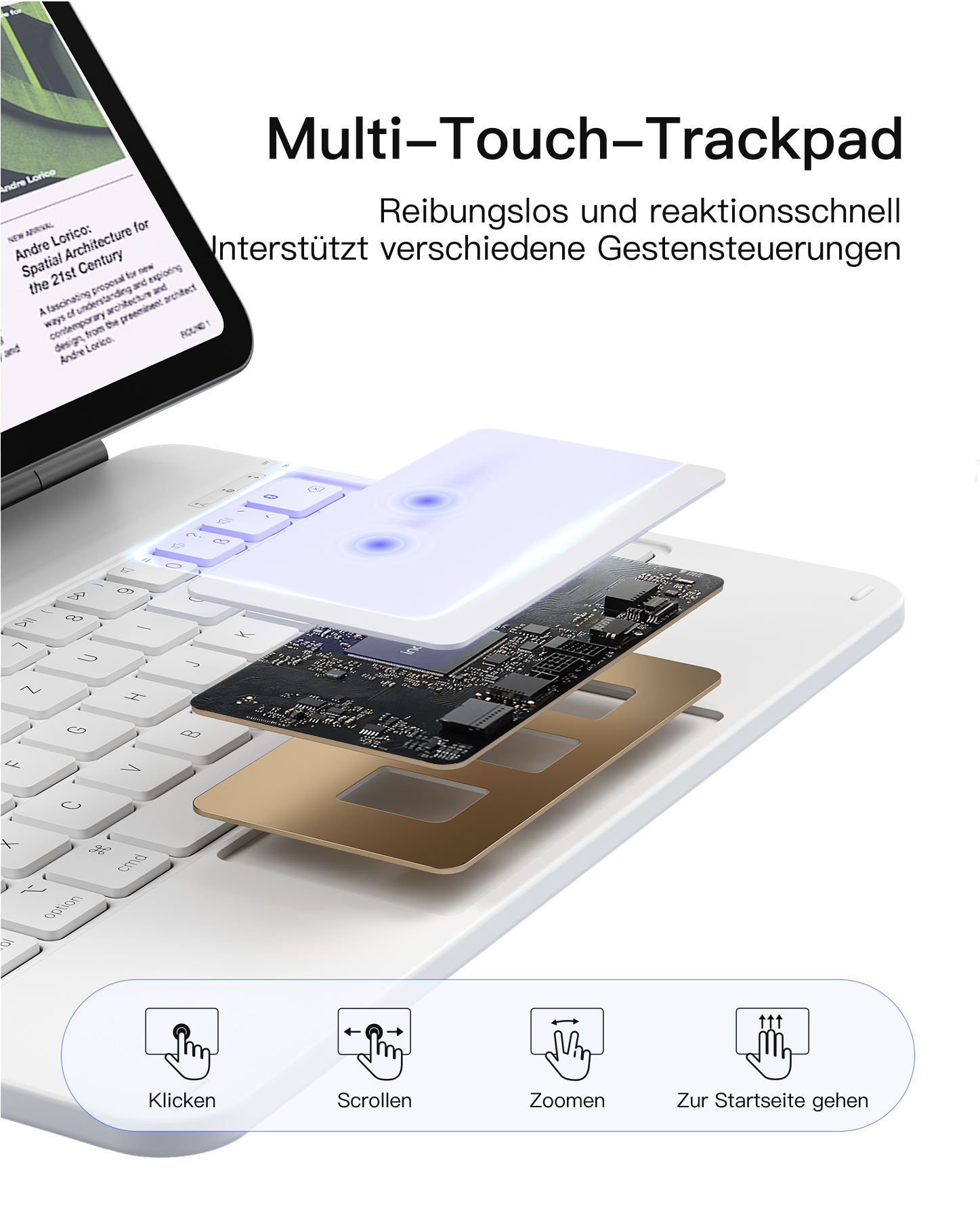 Custodia Con Tastiera Bluetooth Per Realme Pad 10.4 Pollici - Layout Spagnolo Con Lettera Ñ, Touchpad Incluso, Custodia Rimovibile