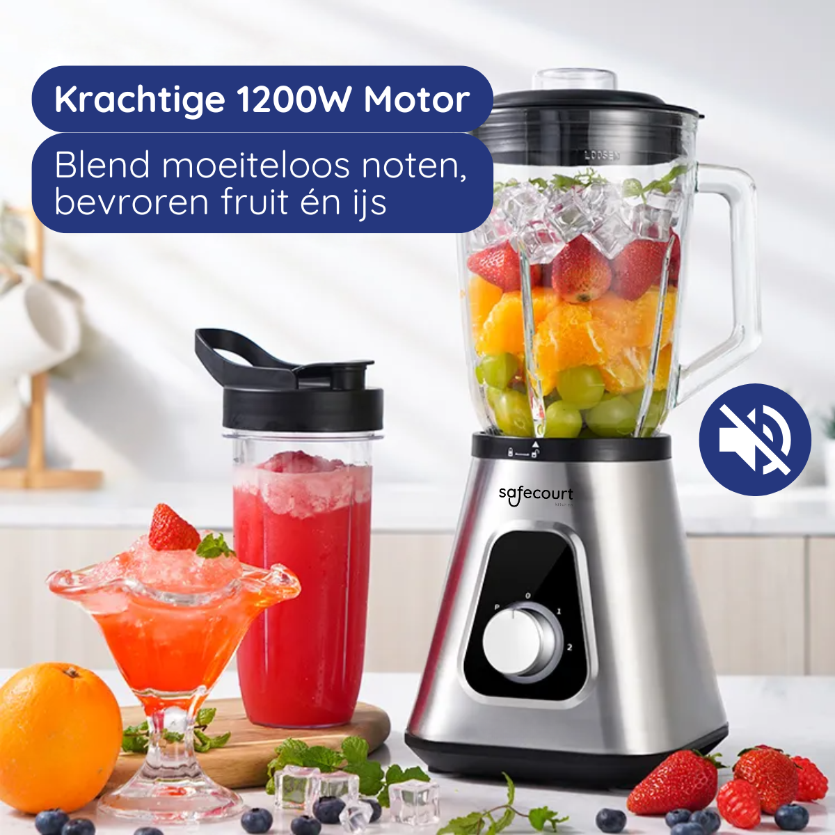 Two blenders with different jars and blades. One with 6 blades, and the other with 4 blades, both silver.