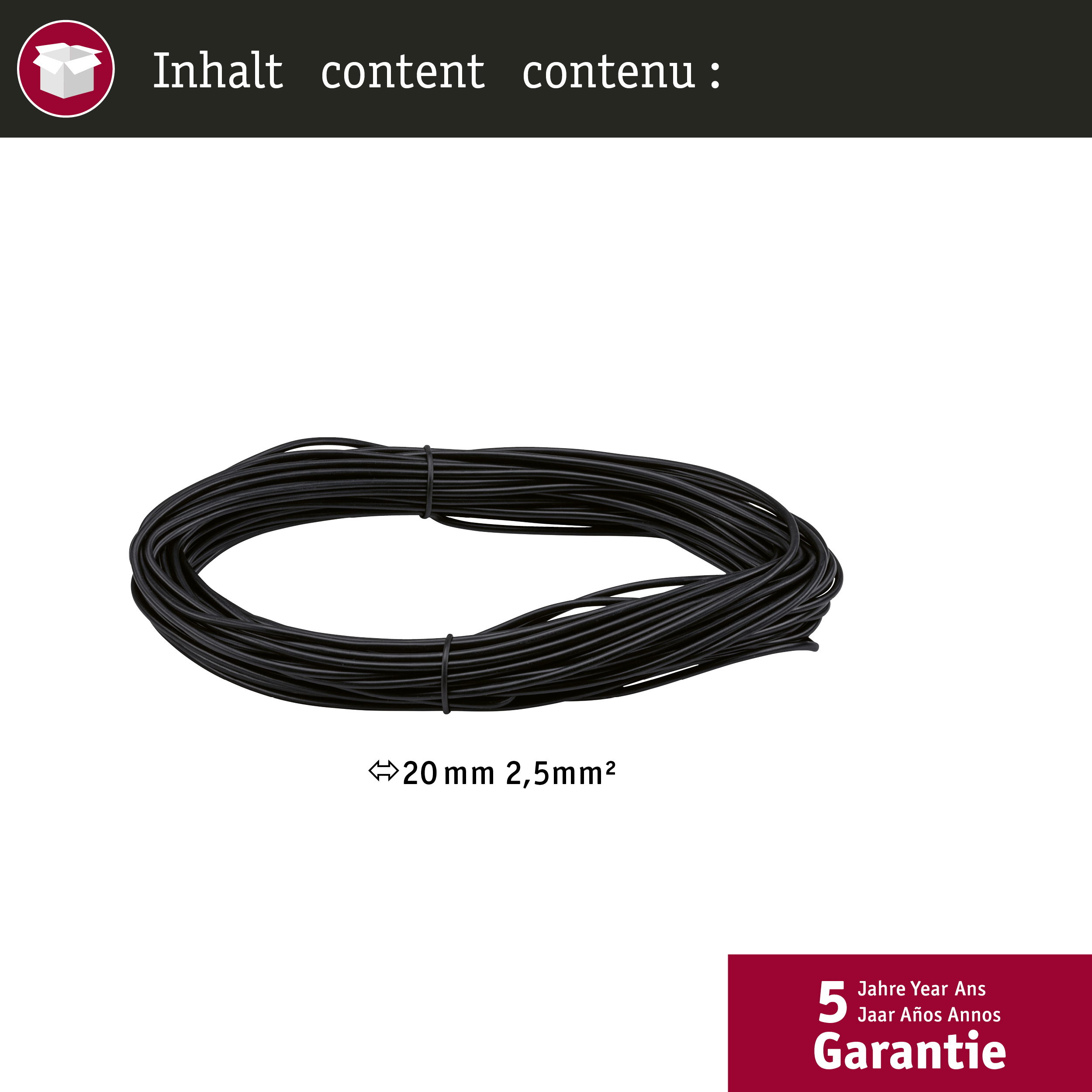Cavo elettrico nero avvolto. Un rotolo di cavo nero con un dettaglio della sezione trasversale.