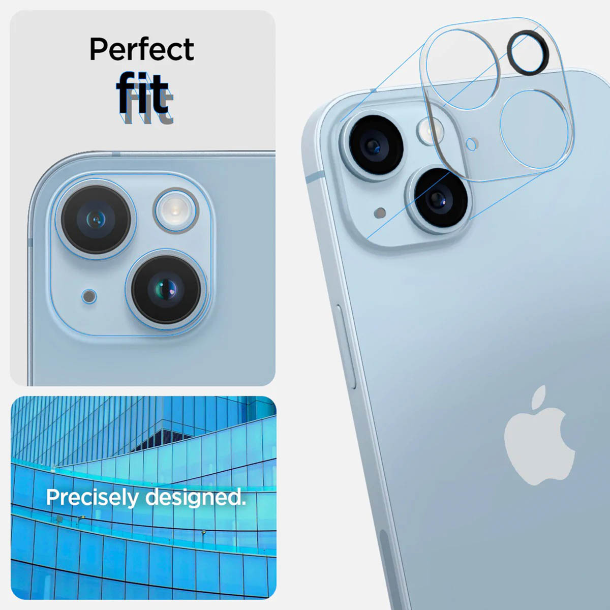 Phone with a lens protector. Close-up view of the phone's camera.